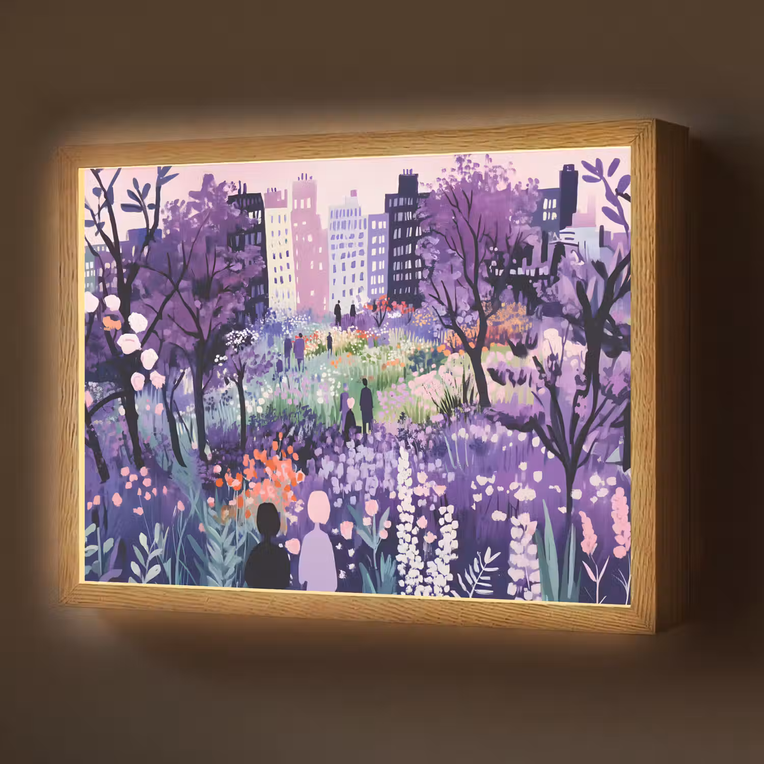 Park - Bomen - Bloemen - Gebouwen Light Box met batterij (Wandlamp) middel -z3d_website
