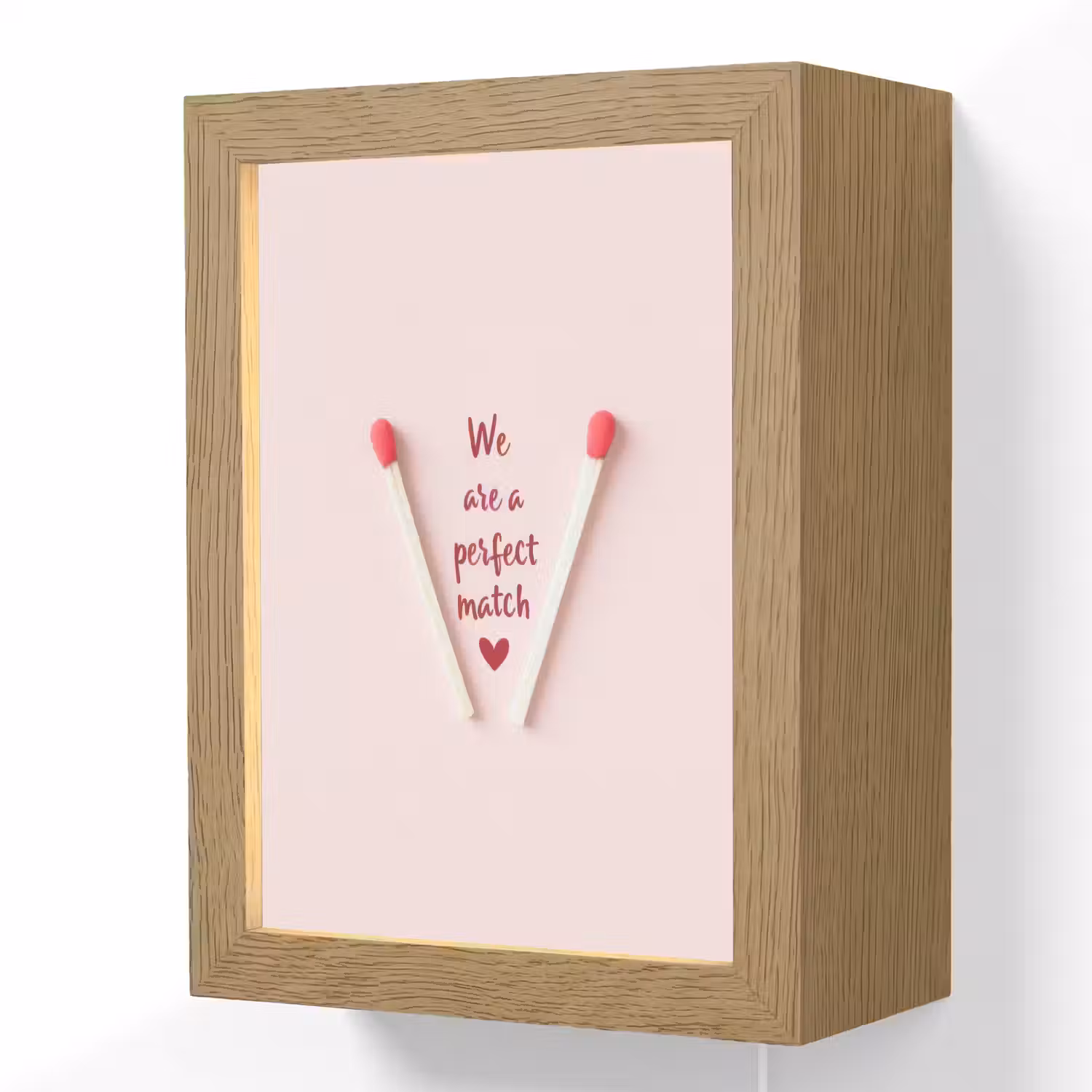 Perfect - Minimalistisch - Valentijn Light Box met kabel (Wandlamp) klein -3d
