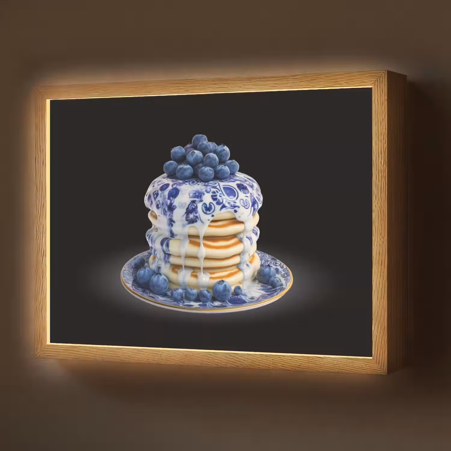 Pannenkoeken - Blauwe Bessen - Bord Light Box met batterij (Wandlamp) middel -z3d_website