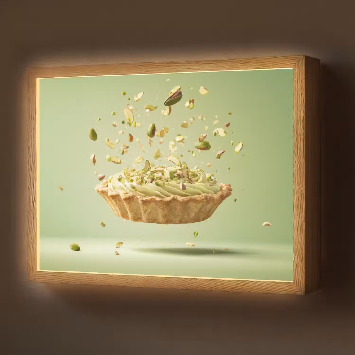 Pistache - Taart - Noten - Eten Light Box met batterij (Wandlamp) middel -z3d_website