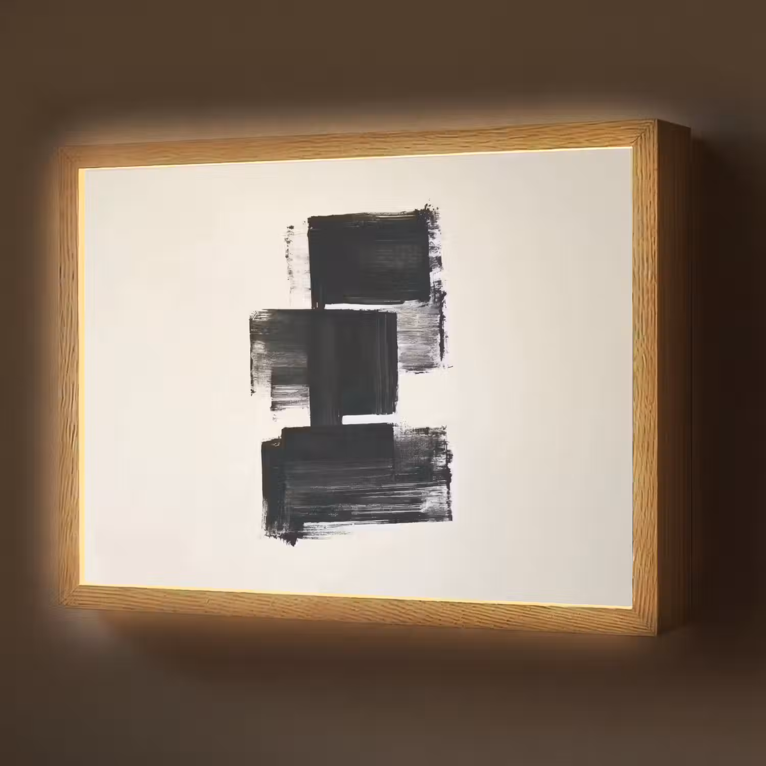 Rechthoeken - Penseelstreken - Abstract - Zwart Light Box met batterij (Wandlamp) middel -z3d_website