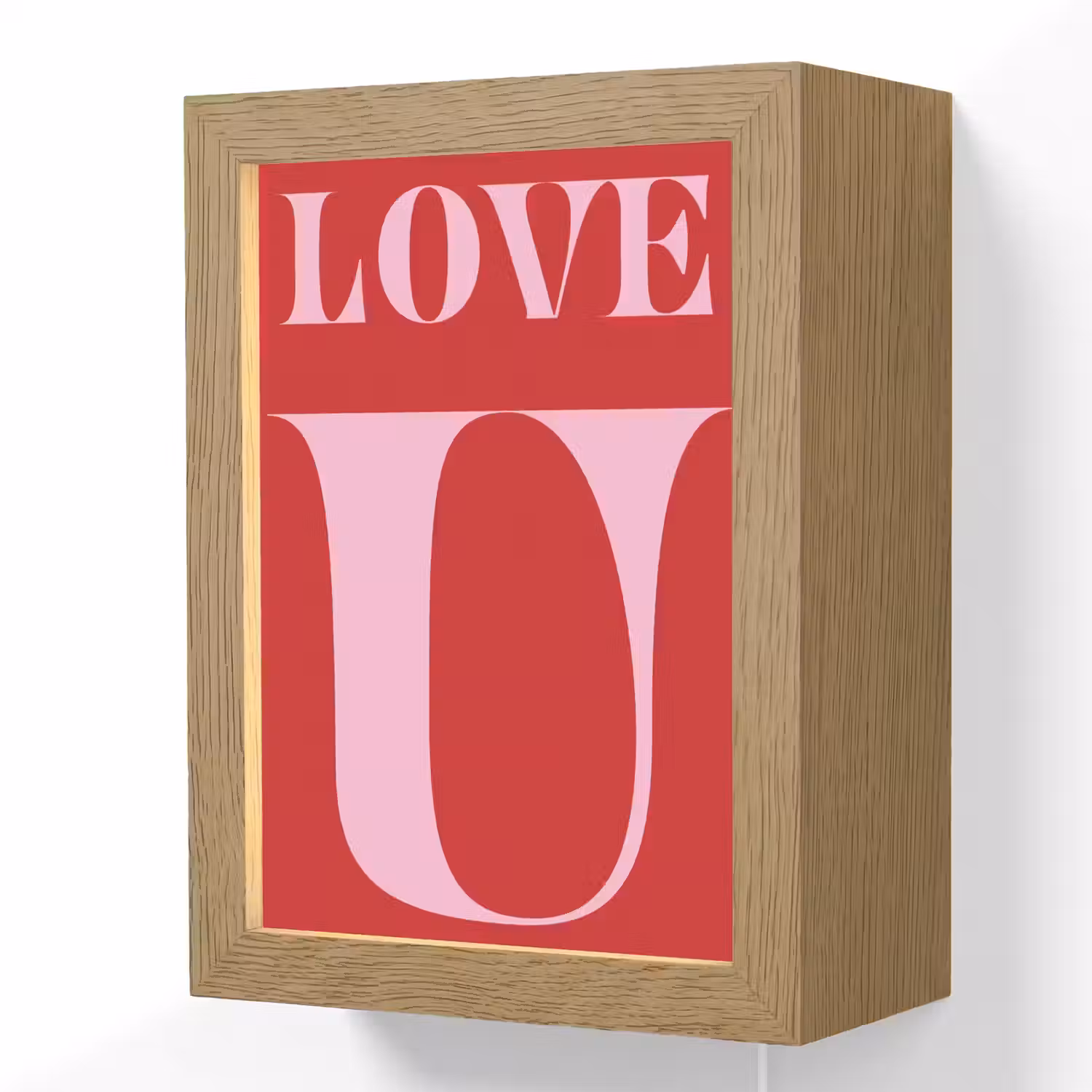 Rood - Love - Valentijn - Roze Light Box met kabel (Wandlamp) klein -3d