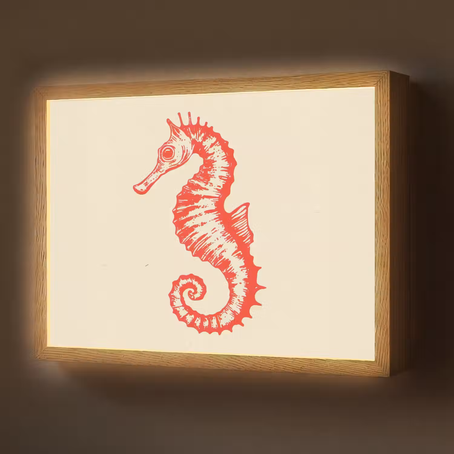 Zeepaardje - Rood - Fijne details Light Box met batterij (Wandlamp) middel -z3d_website