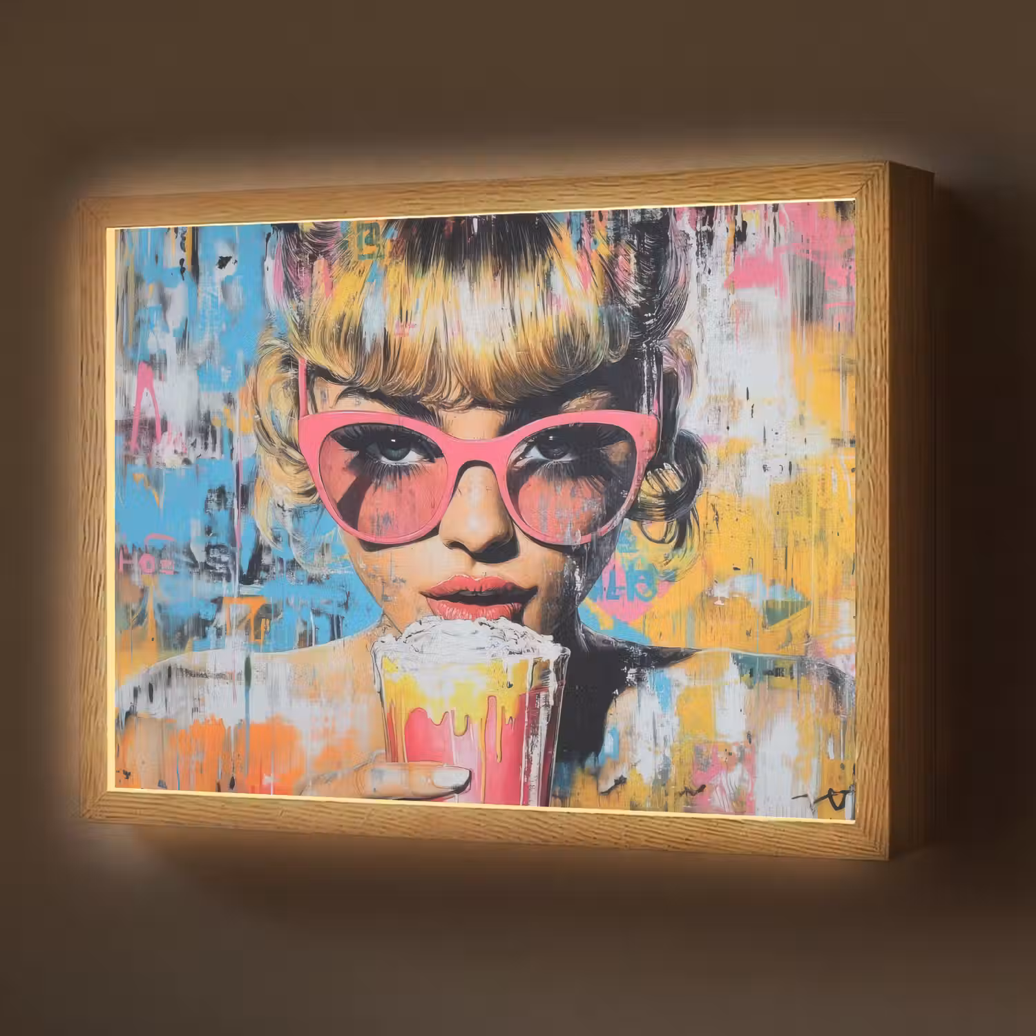 Zonnebril - Vrouw - Kleurrijk - Verfspetters Light Box met batterij (Wandlamp) middel -z3d_website