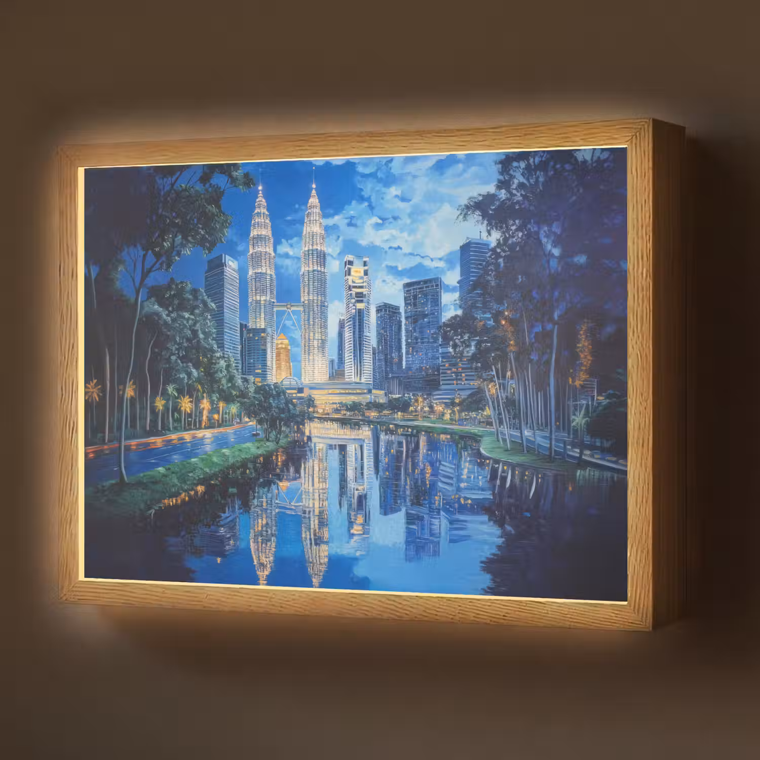 Stad Kuala Lumpur - Skyline - Wolkenkrabbers - Water Light Box met batterij (Wandlamp) middel -z3d_website