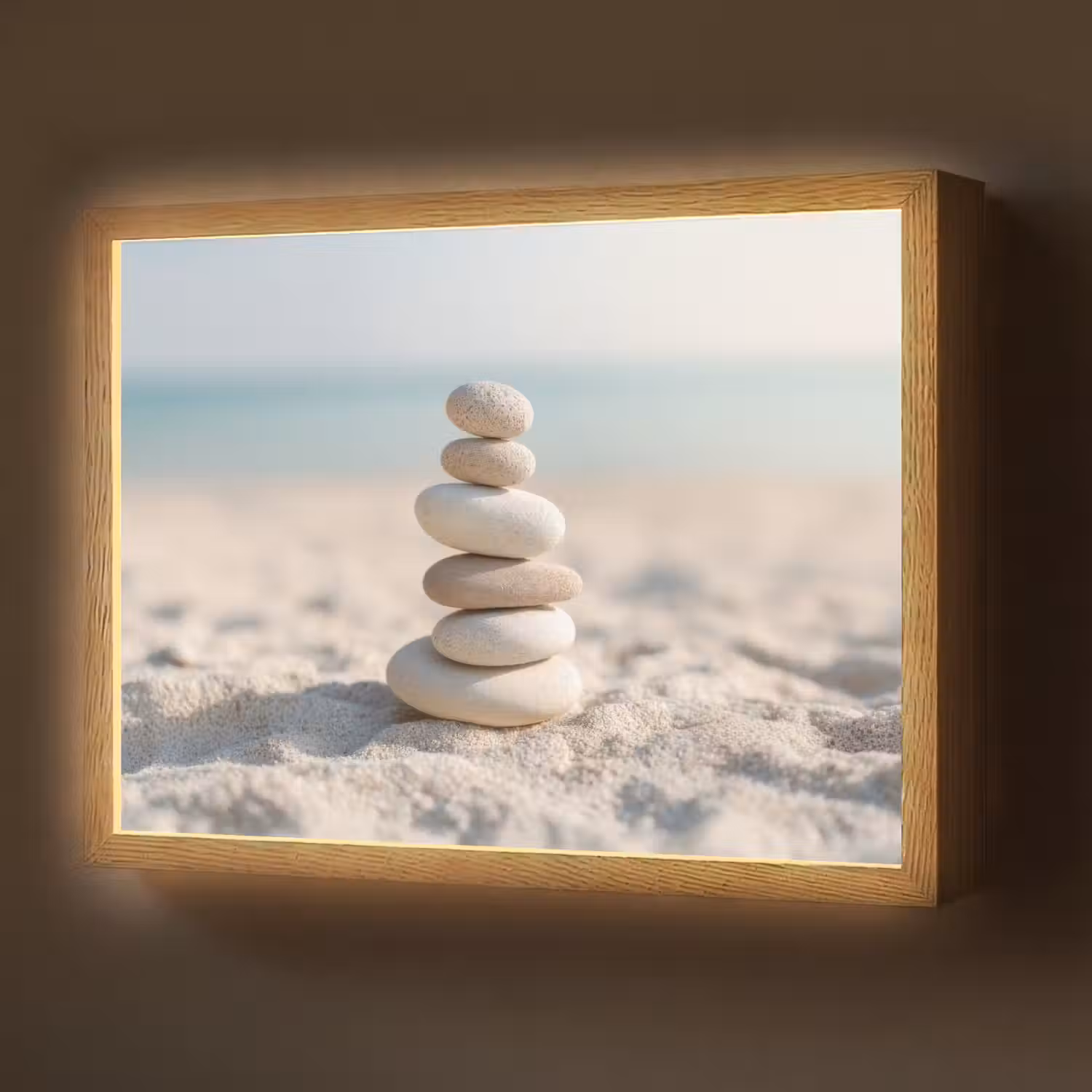 Stenen - Stapel - Zand - Zee Light Box met batterij (Wandlamp) middel -z3d_website