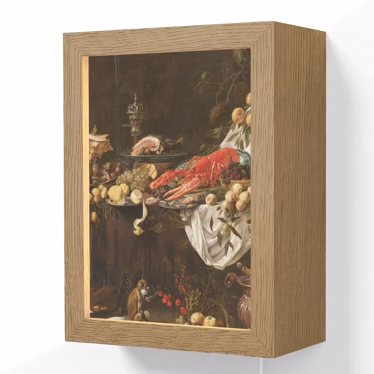 Pronkstilleven - Adriaen van Utrecht - Olieverf Light Box met kabel (Wandlamp) klein -3d
