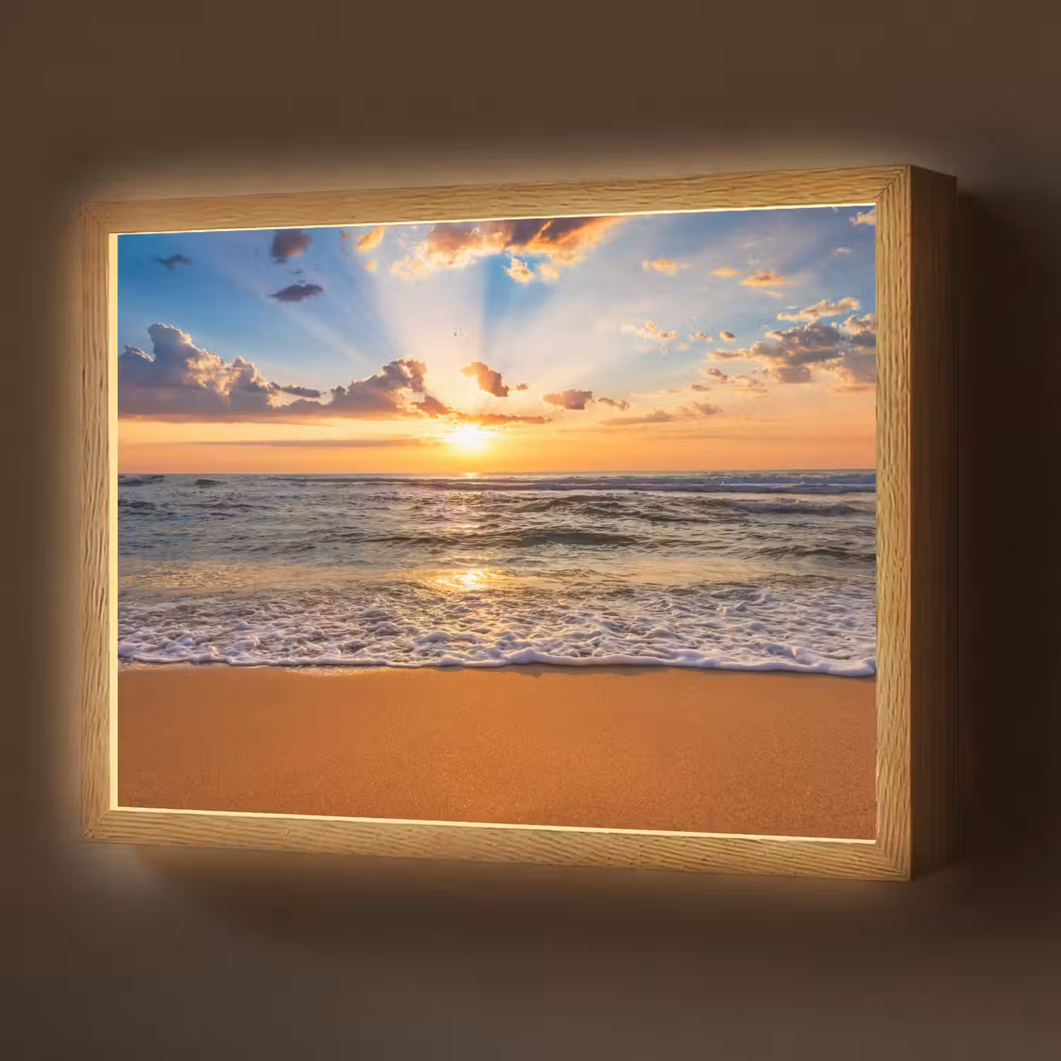 Strand - Zonsondergang - Zee - Wolken - Horizon Light Box met batterij (Wandlamp) middel -z3d_website