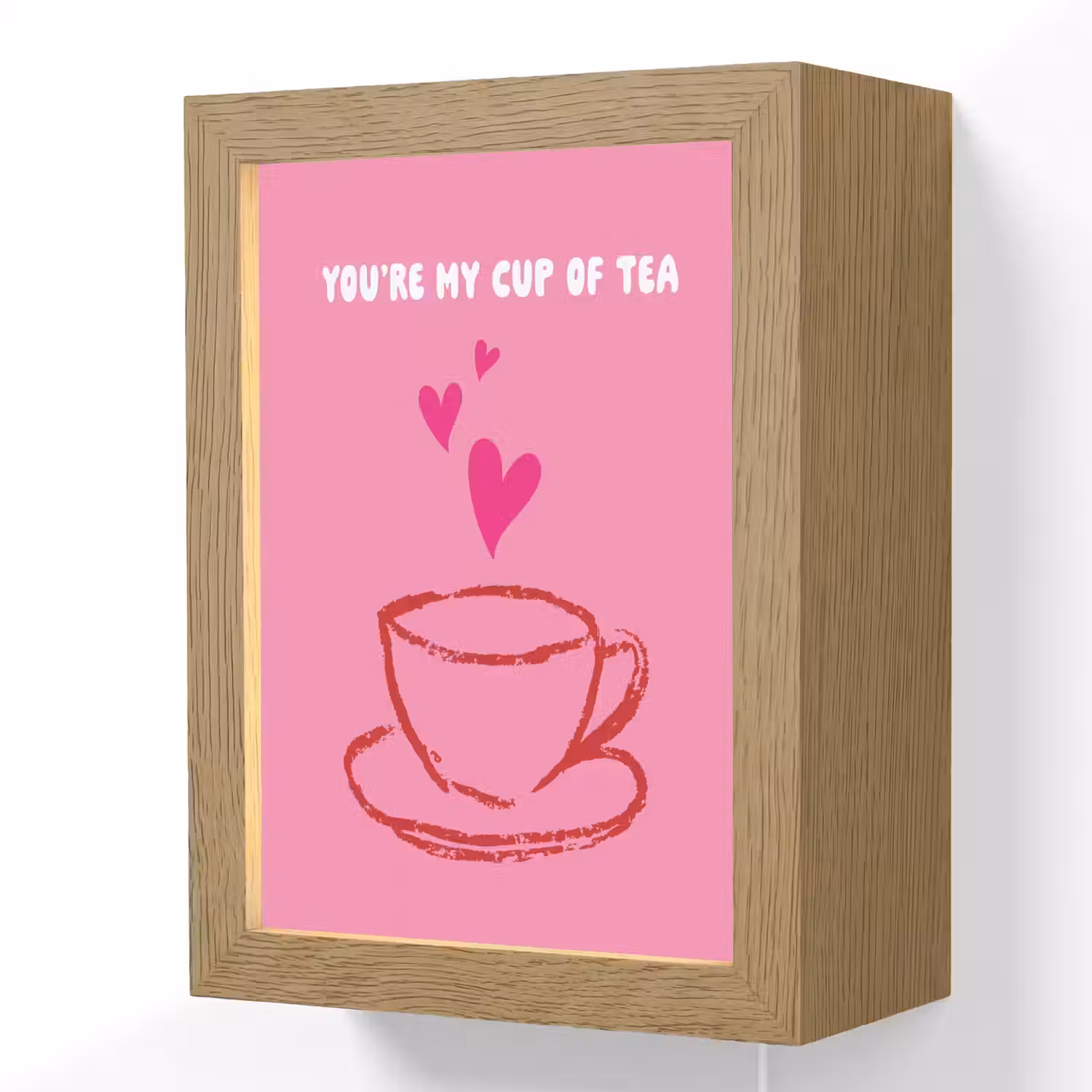 Thee - Roze - Valentijn - Tekst Light Box met kabel (Wandlamp) klein -3d