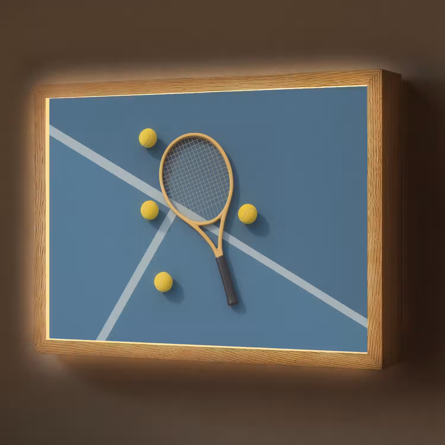 Tennisracket - Bal - Blauw - Veld Light Box met batterij (Wandlamp) middel -z3d_website