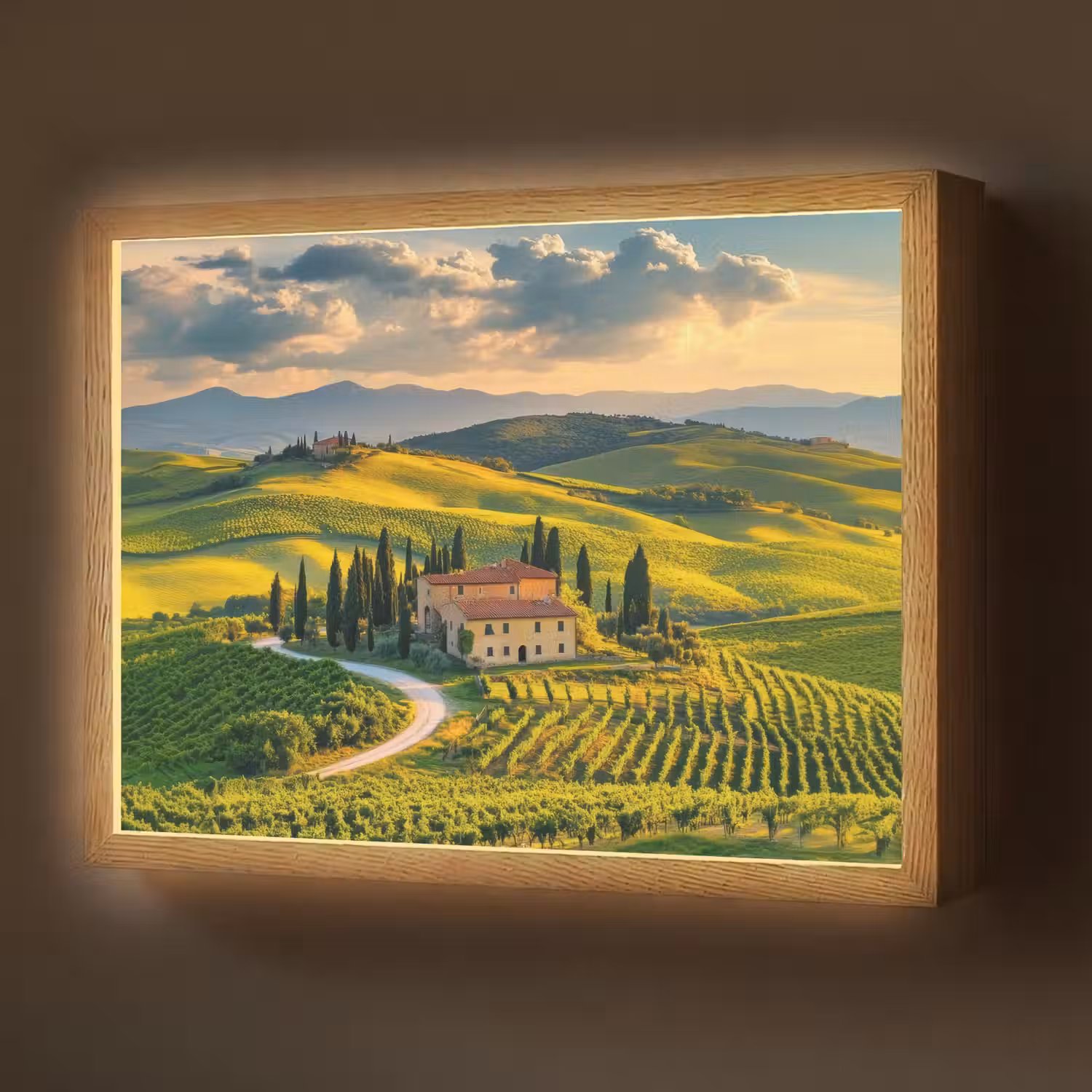Toscane - Landschap - Wijngaarden Light Box met batterij (Wandlamp) middel -z3d_website