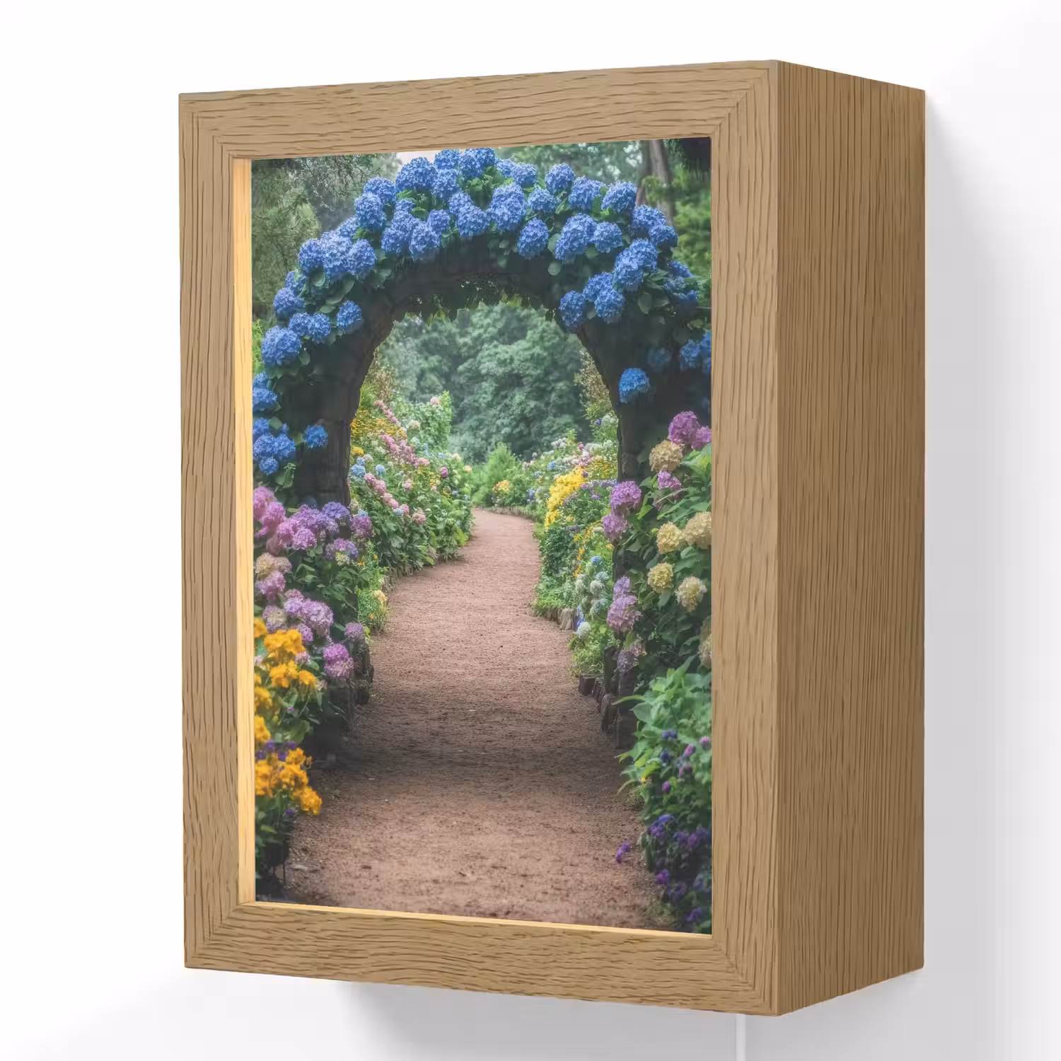 Doorkijk - Bloemen - Hortensia - Pad Light Box met kabel (Wandlamp) klein -3d