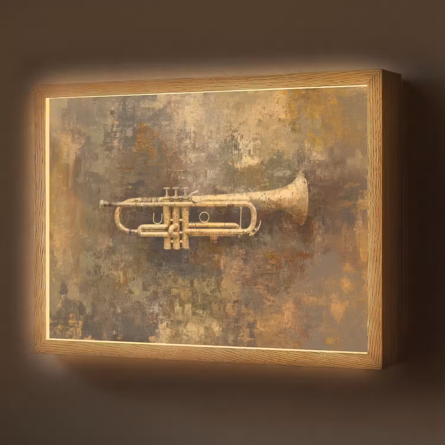 Trompet - Geel - Muzikaal Light Box met batterij (Wandlamp) middel -z3d_website