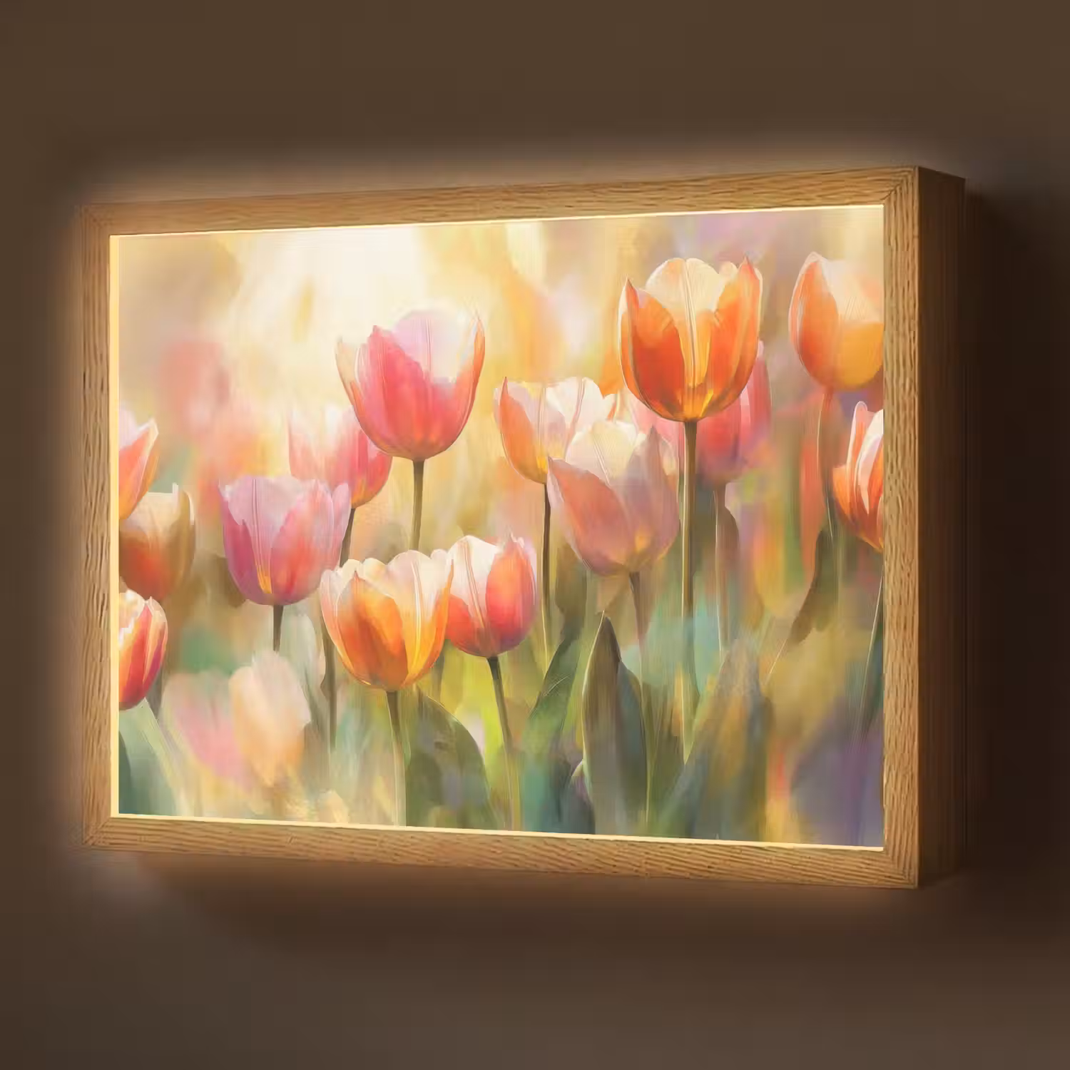 Tulpen - Sprookjesachtig - Kleurrijk Light Box met batterij (Wandlamp) middel -z3d_website