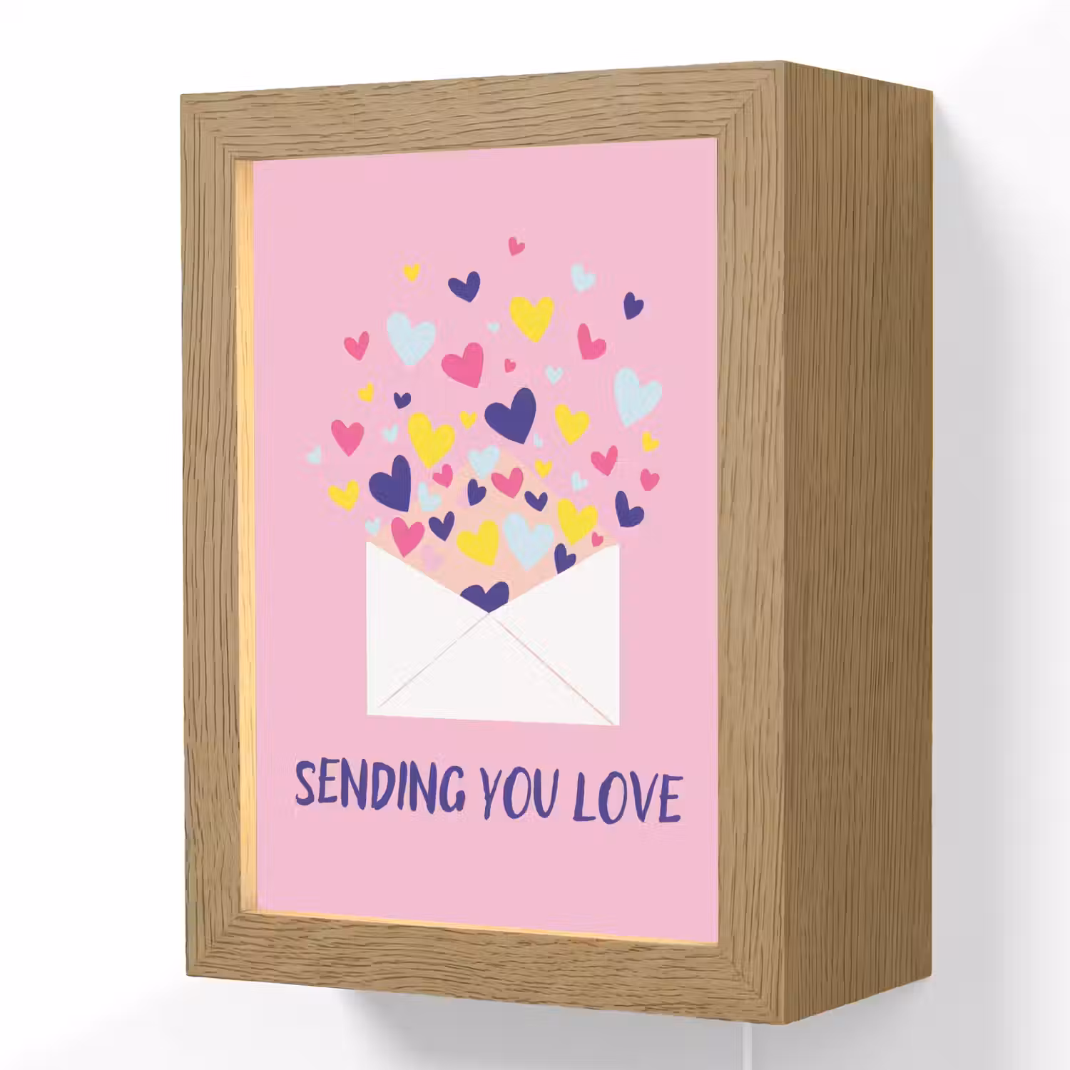 Envelop - Love - Hartjes - Valentijn Light Box met kabel (Wandlamp) klein -3d