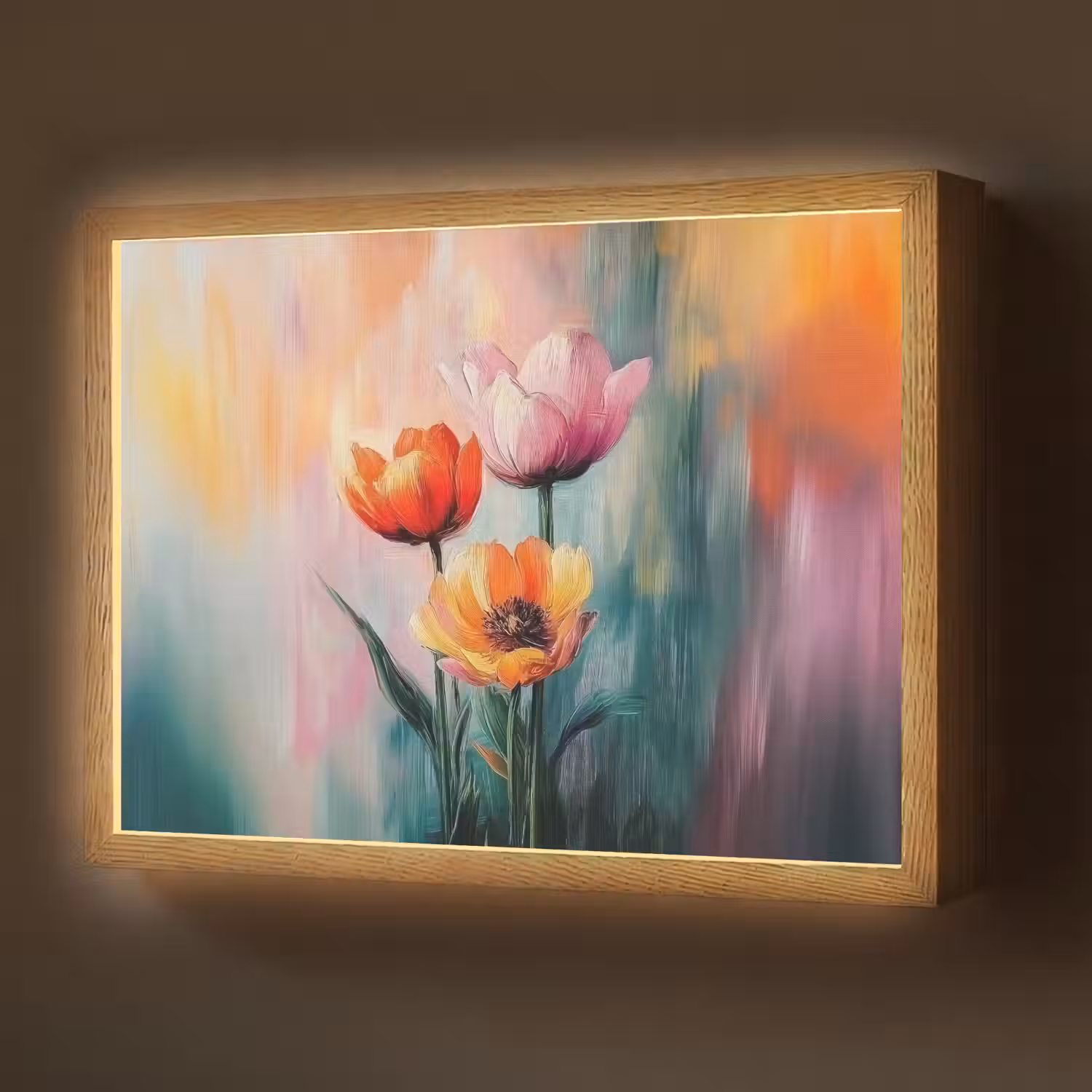 Dromerig - Bloemen - Verfijnde details Light Box met batterij (Wandlamp) middel -z3d_website