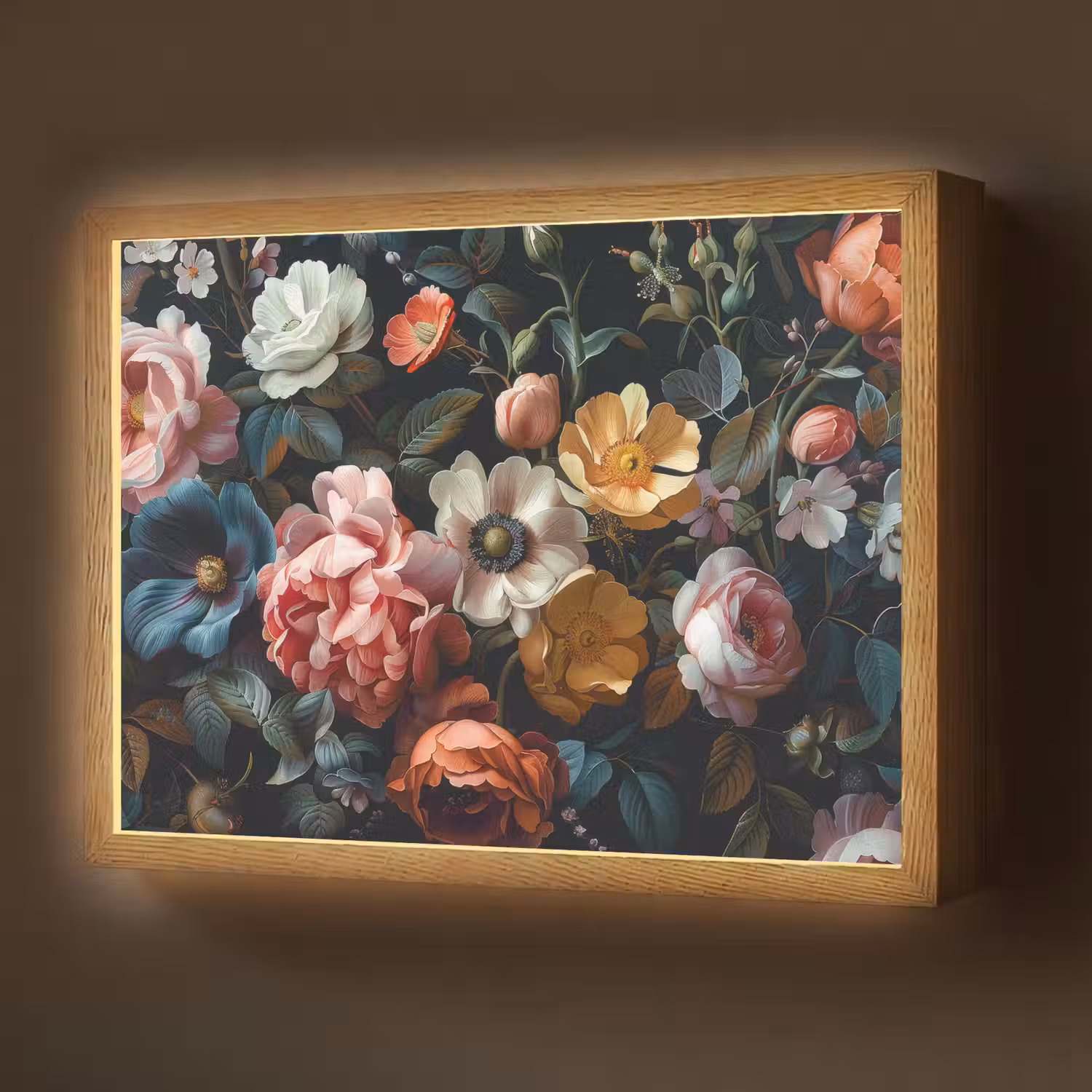 Vintage - Kleurrijk - Bloemen - Modern Light Box met batterij (Wandlamp) middel -z3d_website
