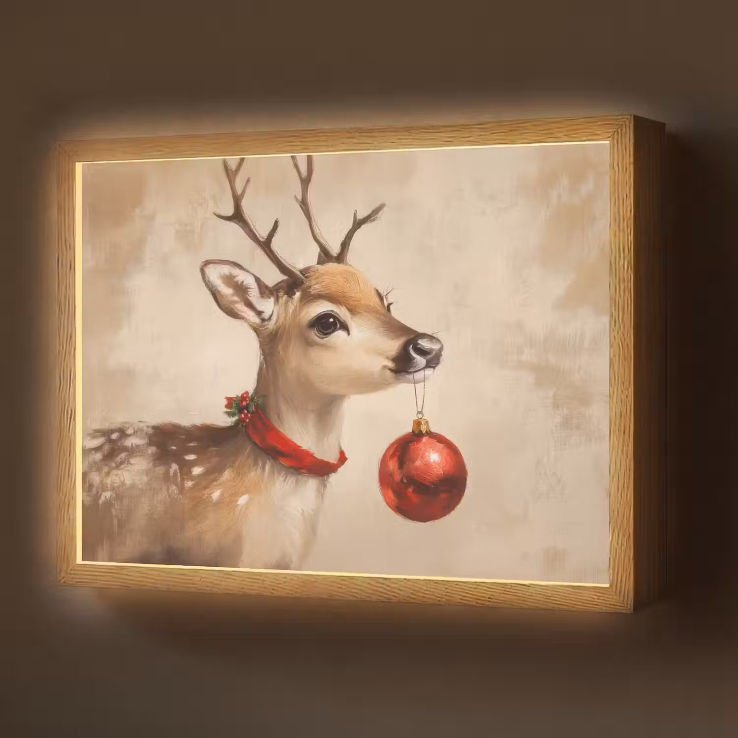 Kerst - Hert - Gewei - Kerstbal - Rendier Light Box met batterij (Wandlamp) middel -z3d_website