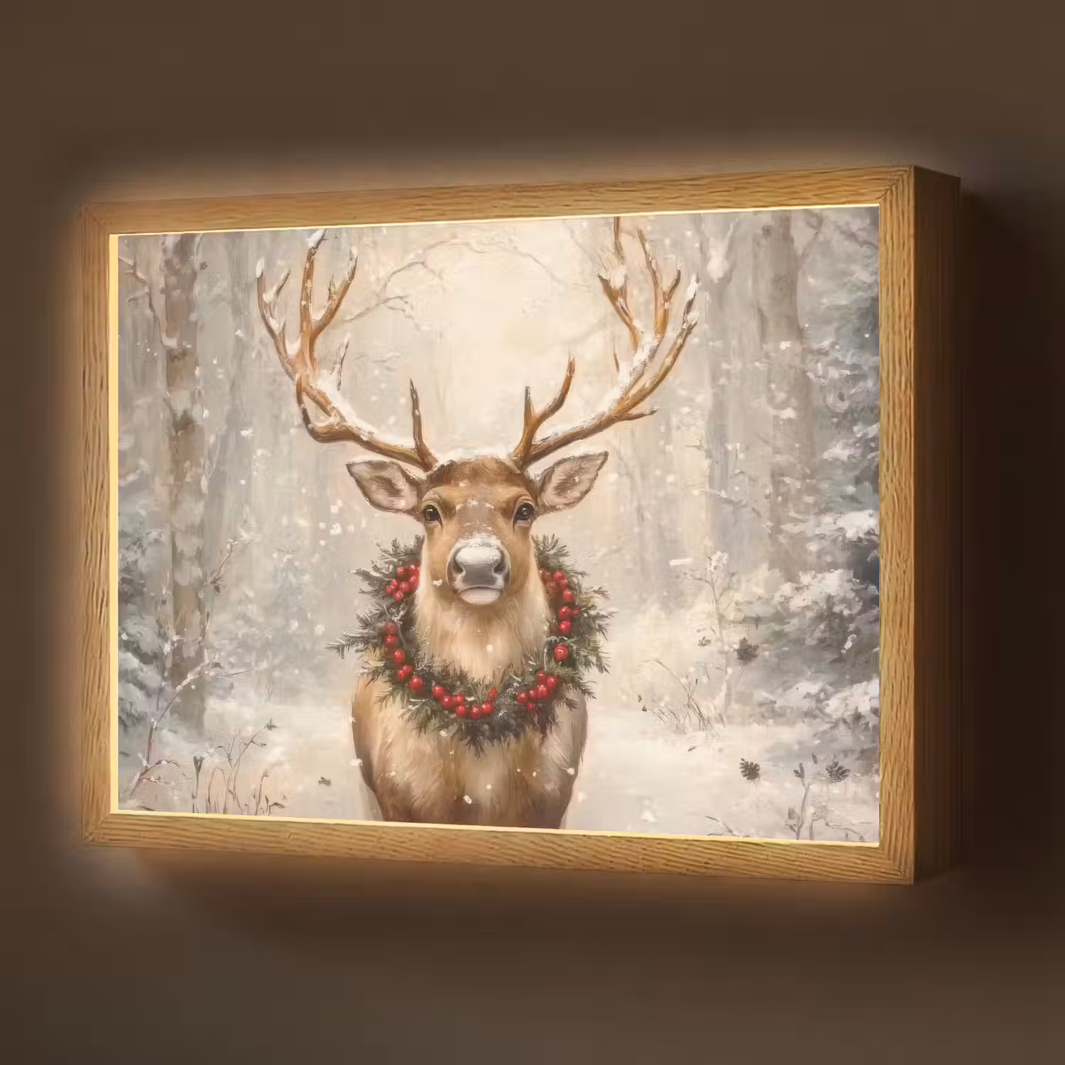 Kerst - Rendier - Winter - Krans Light Box met batterij (Wandlamp) middel -z3d_website