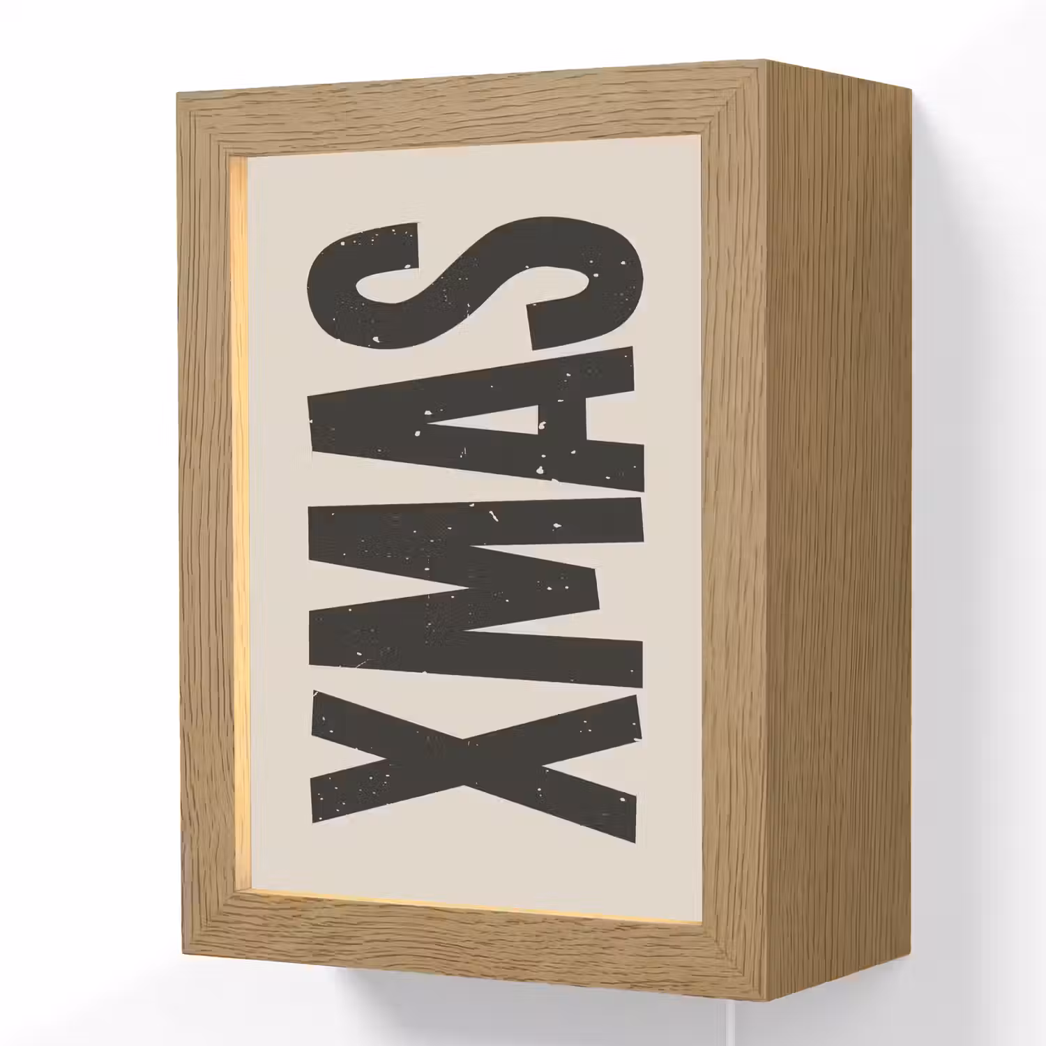 Kerst - Christmas - Japandi - Beige Light Box met kabel (Wandlamp) klein -3d