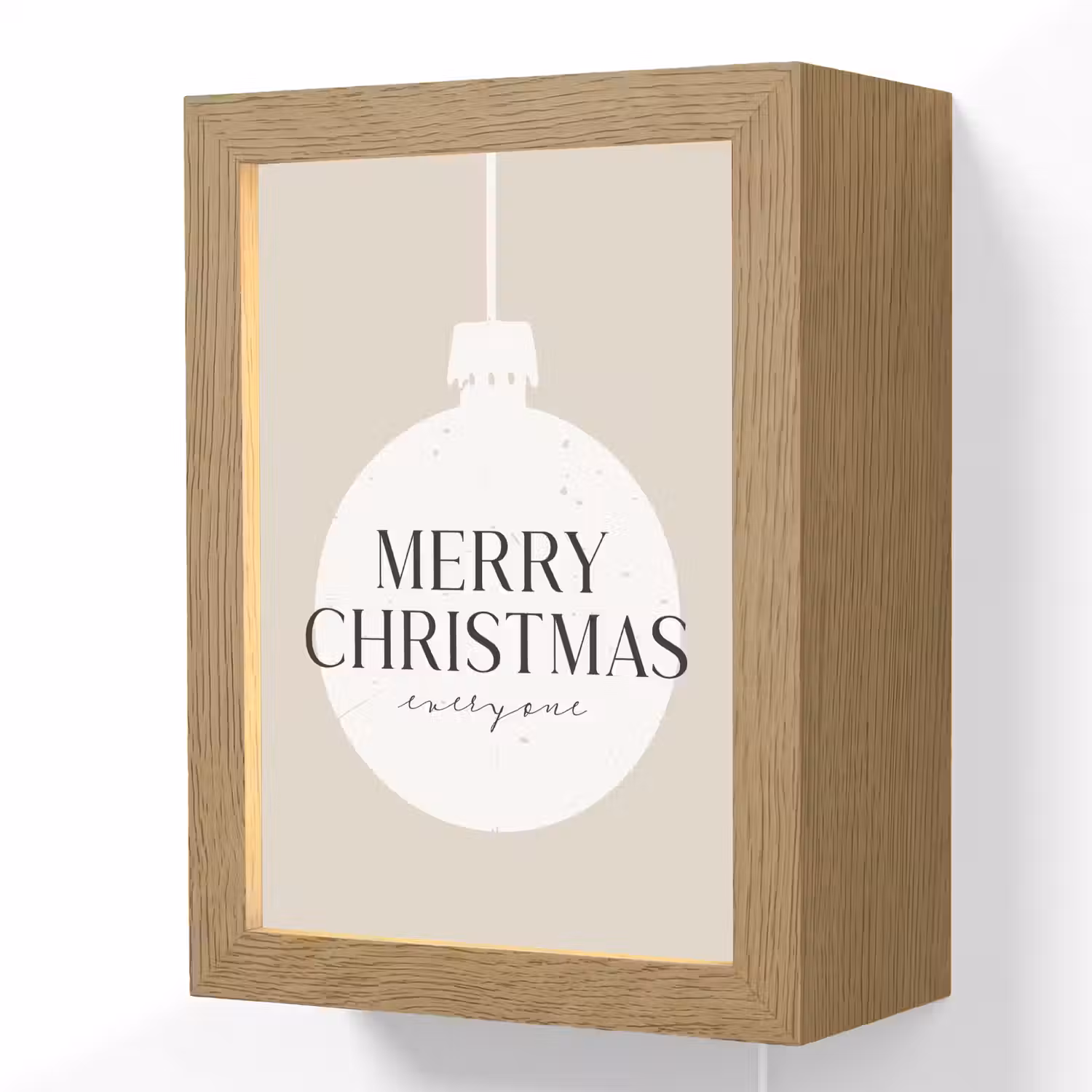 Christmas - Kerstballen - Japandi - Witte kerstballen Light Box met kabel (Wandlamp) klein -3d