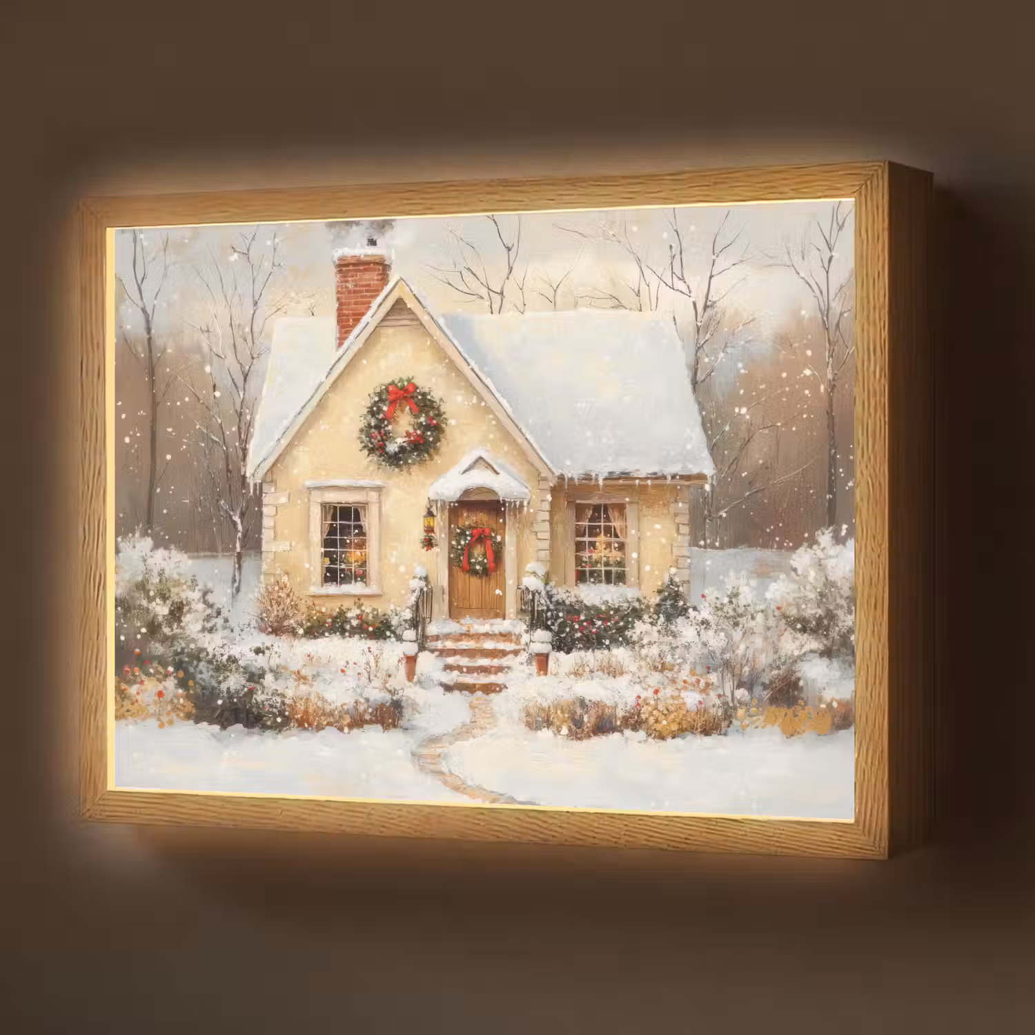 Kerst - Huis - Winter - Sneeuw Light Box met batterij (Wandlamp) middel -z3d_website