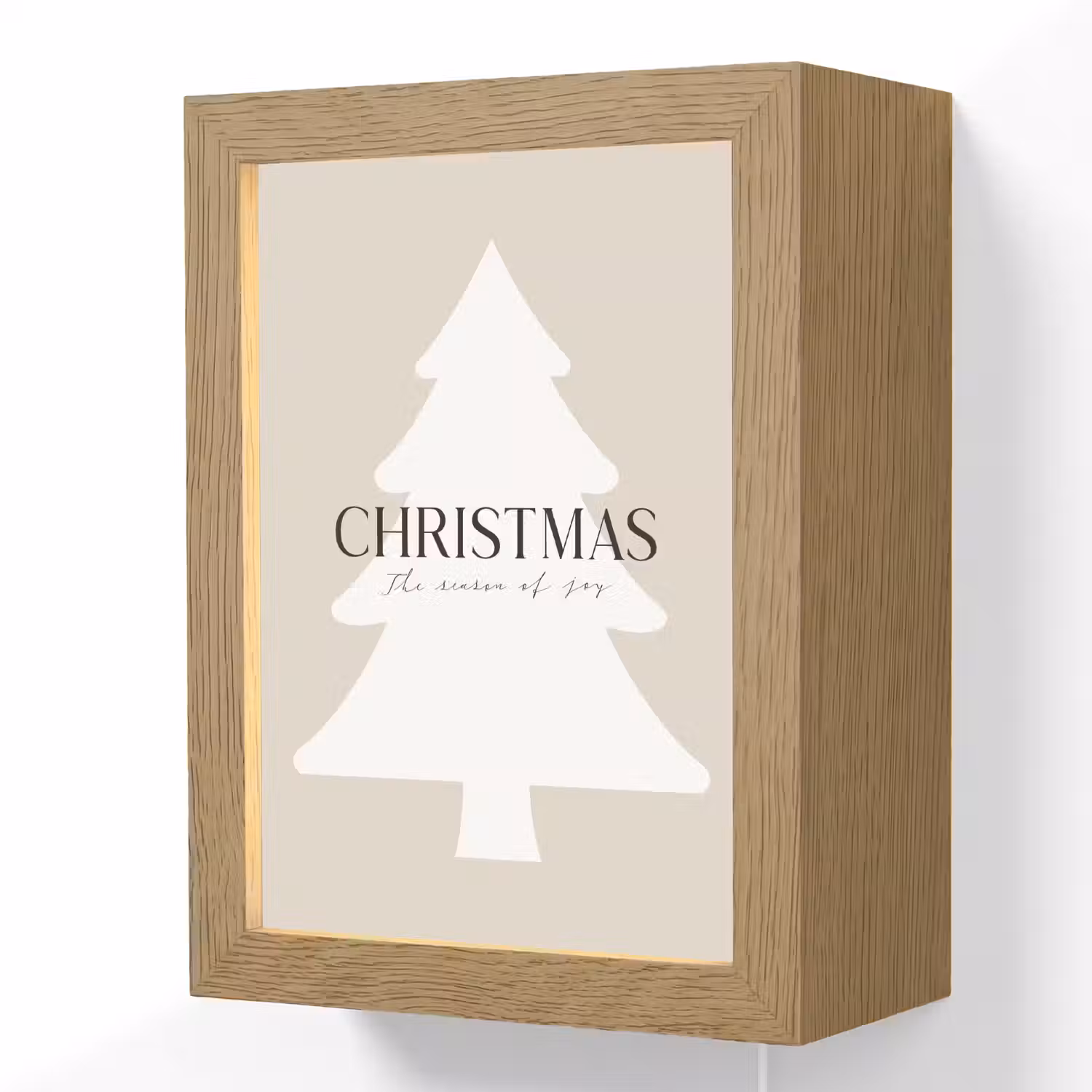 Kerstboom - Japandi - Christmas - Beige Light Box met kabel (Wandlamp) klein -3d