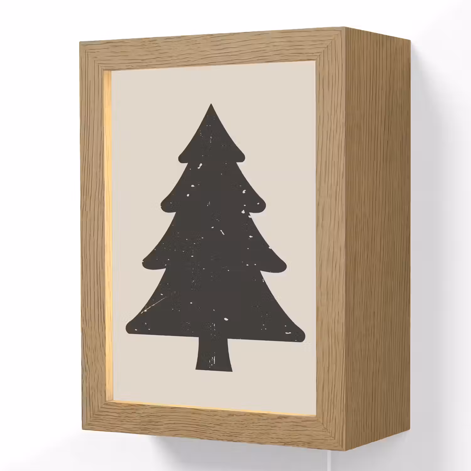 Kerstboom - Zwarte kerstboom - Boom - Japandi Light Box met kabel (Wandlamp) klein -3d