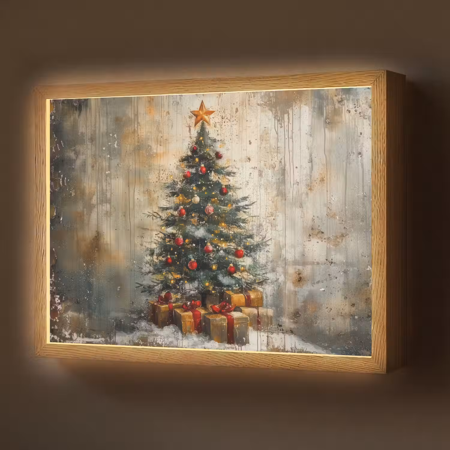 Kerstboom - Vintage - Kerst - Cadeau Light Box met batterij (Wandlamp) middel -z3d_website