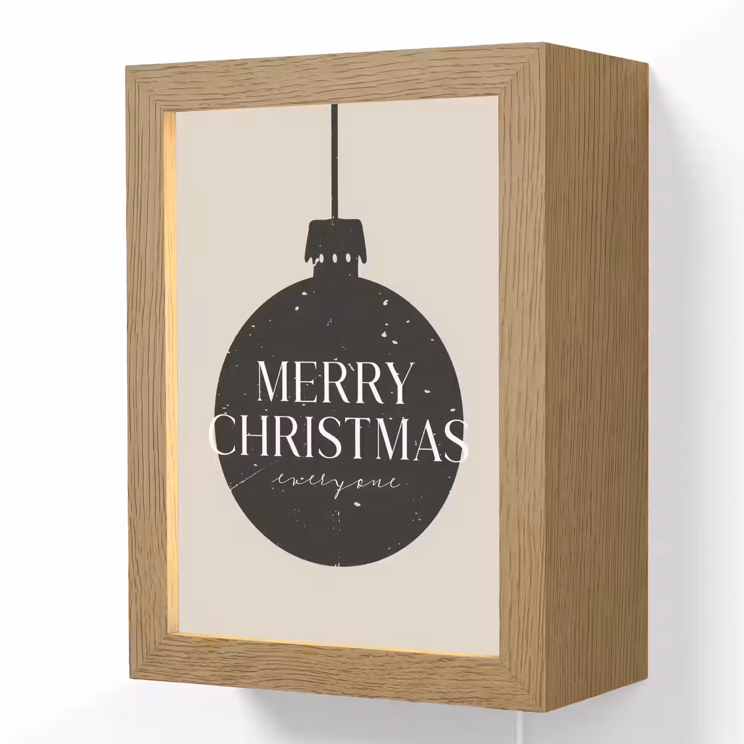 Kerstballen - Japandi - Christmas - Zwarte kerstballen Light Box met kabel (Wandlamp) klein -3d