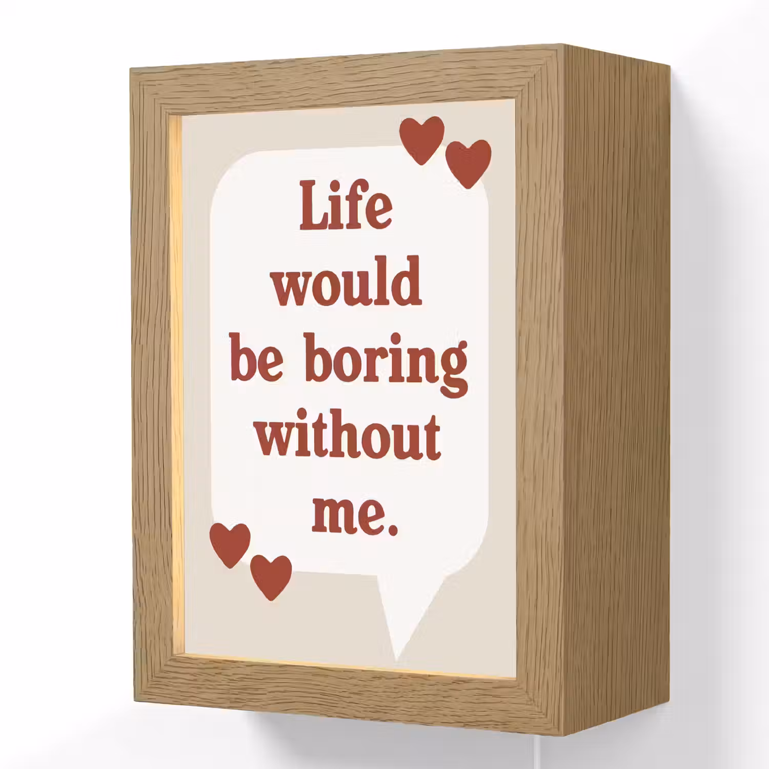 Quote - Tekstballon - Hartjes Light Box met kabel (Wandlamp) klein -3d