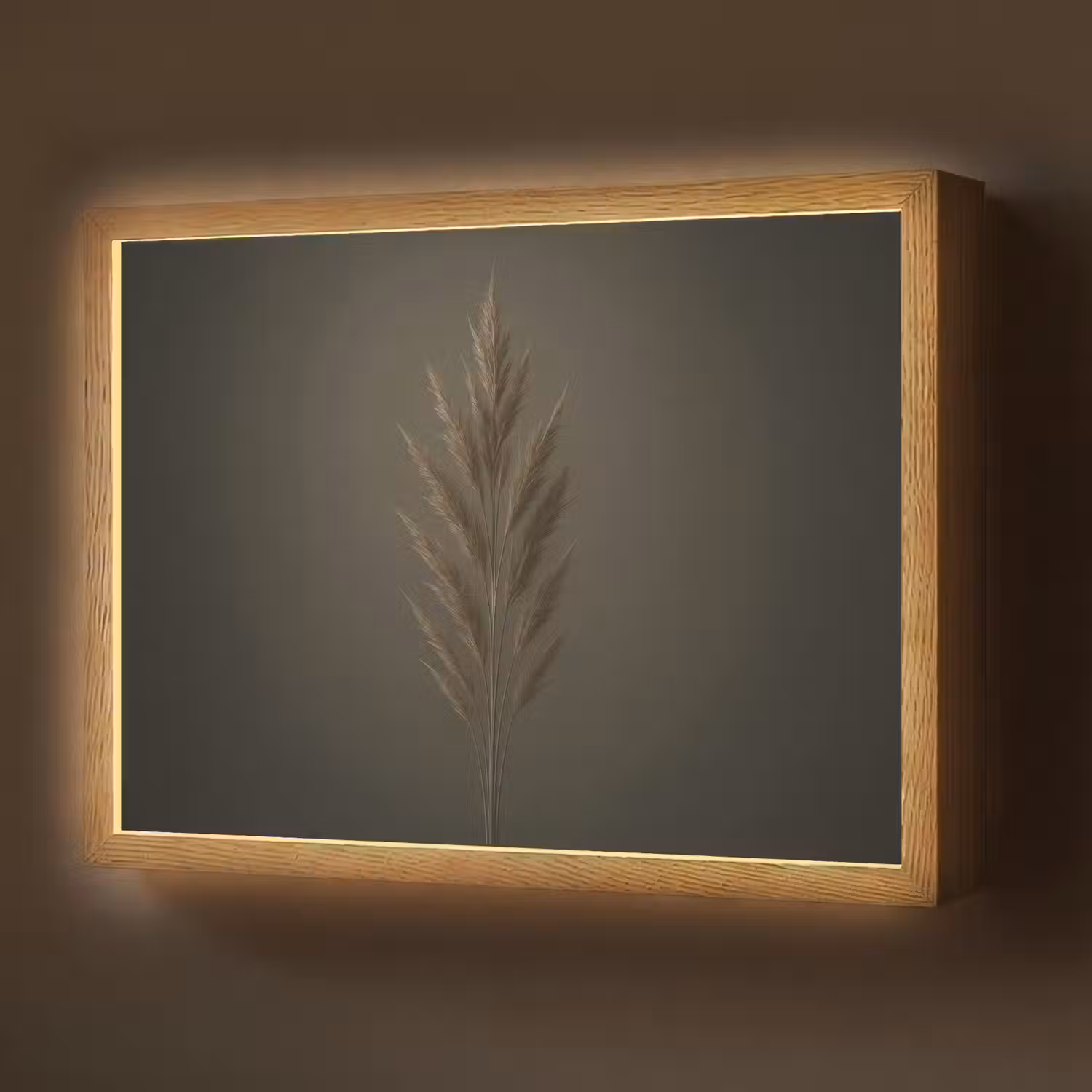 Tak - Pluimgras - Donkerbruin Light Box met batterij (Wandlamp) middel -z3d_website