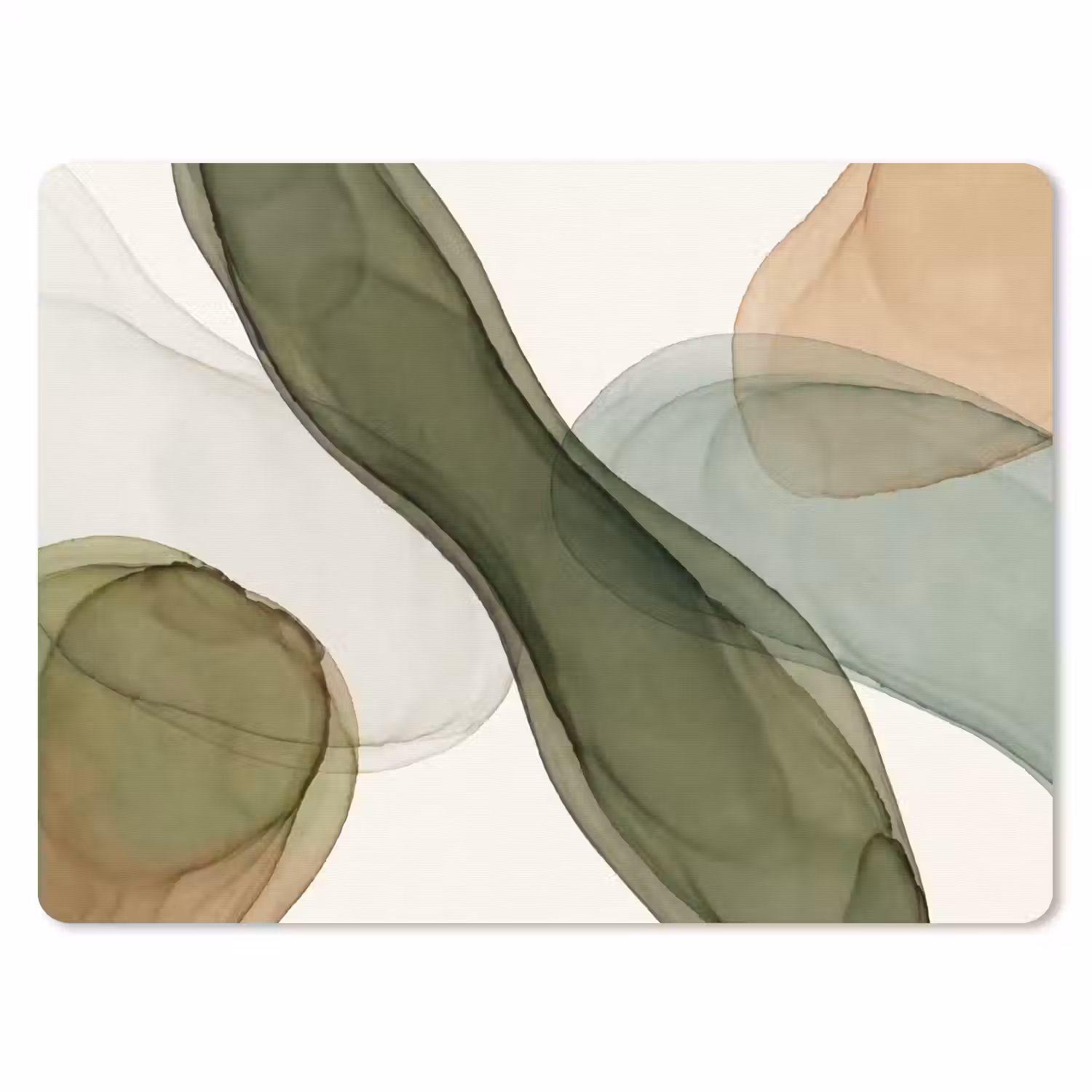 Abstract - Vormen - Modern - Kunst - Groen - Bruin muismat rubber klein -3d