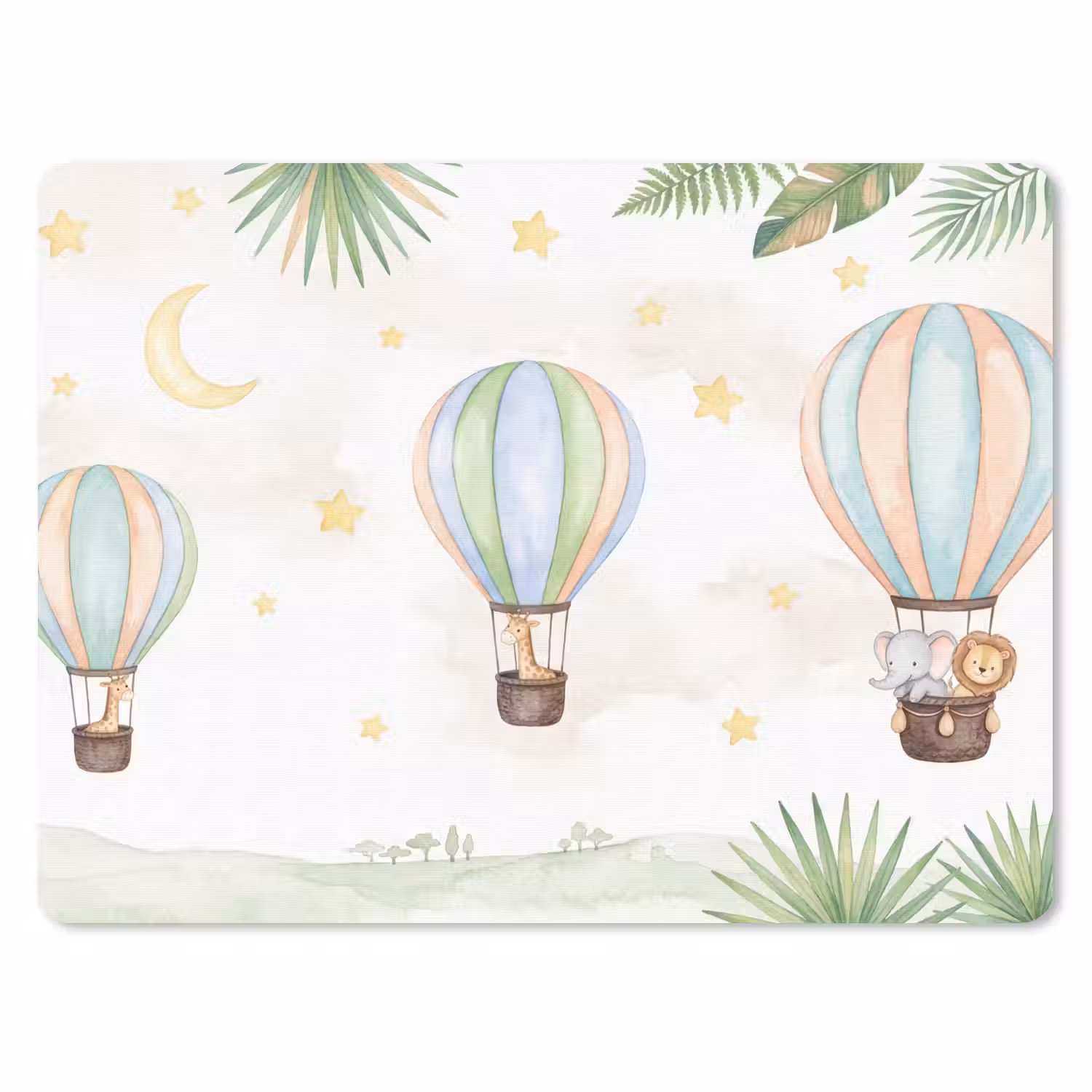 Aquarel - Luchtballonnen - Pastel muismat rubber klein -3d
