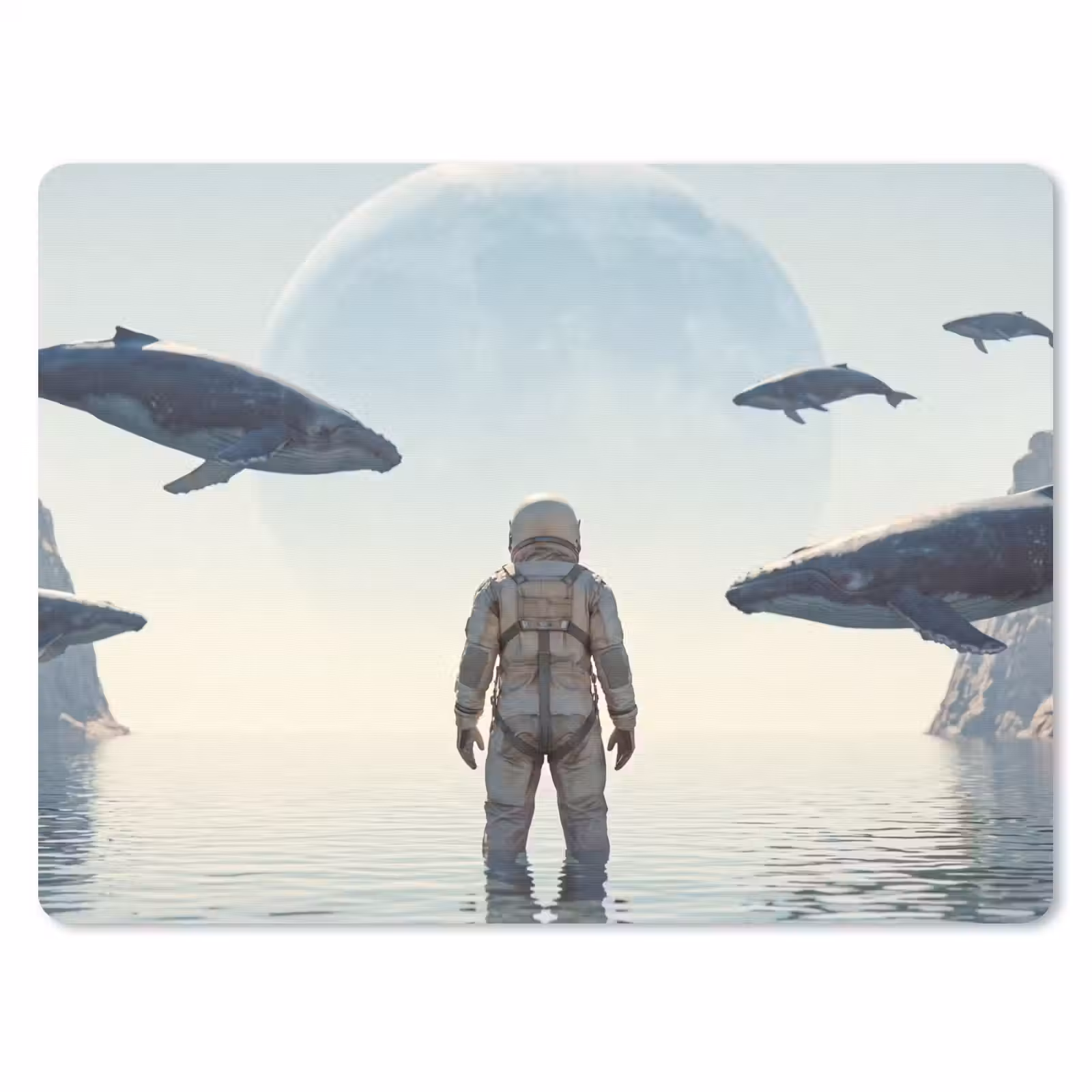 Mauspad - Astronaut – Wal – Fantasie - Ruimtevaarder - Walvis - Fantasie muismat rubber klein
