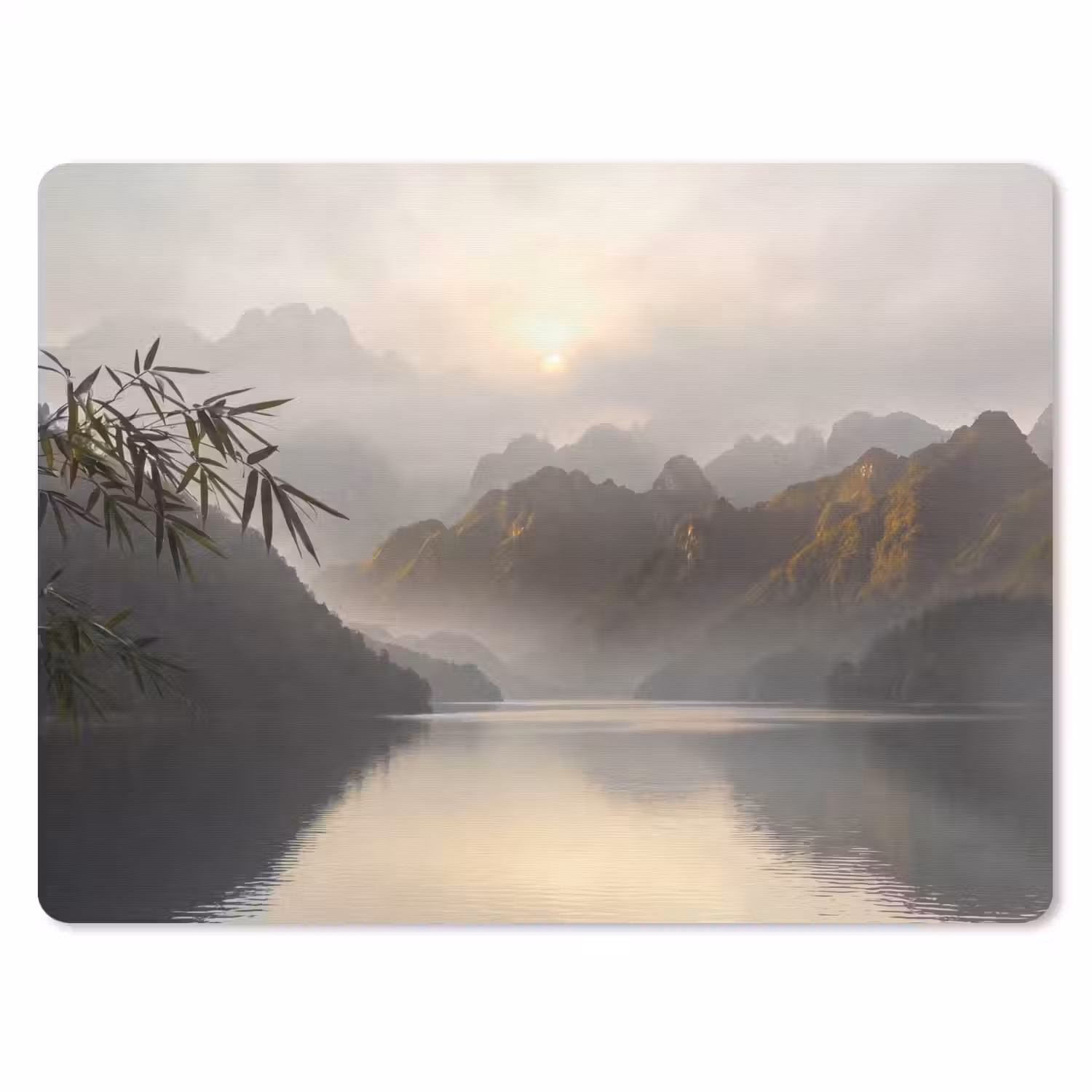 Bergen - Water - Mist - Natuur - Landschap muismat rubber klein -3d