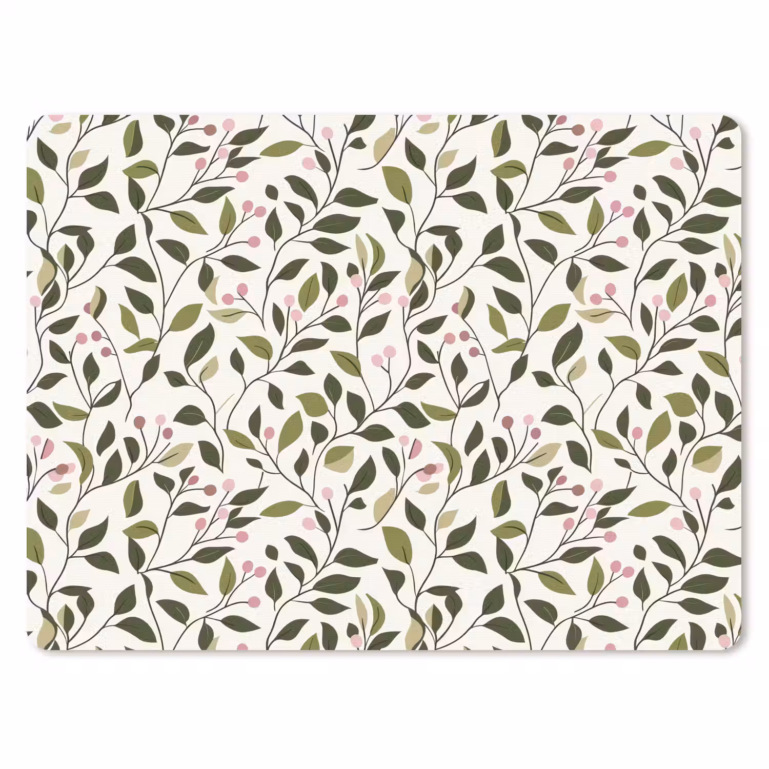 Bladeren - Bessen - Roze muismat rubber klein 262 -3d