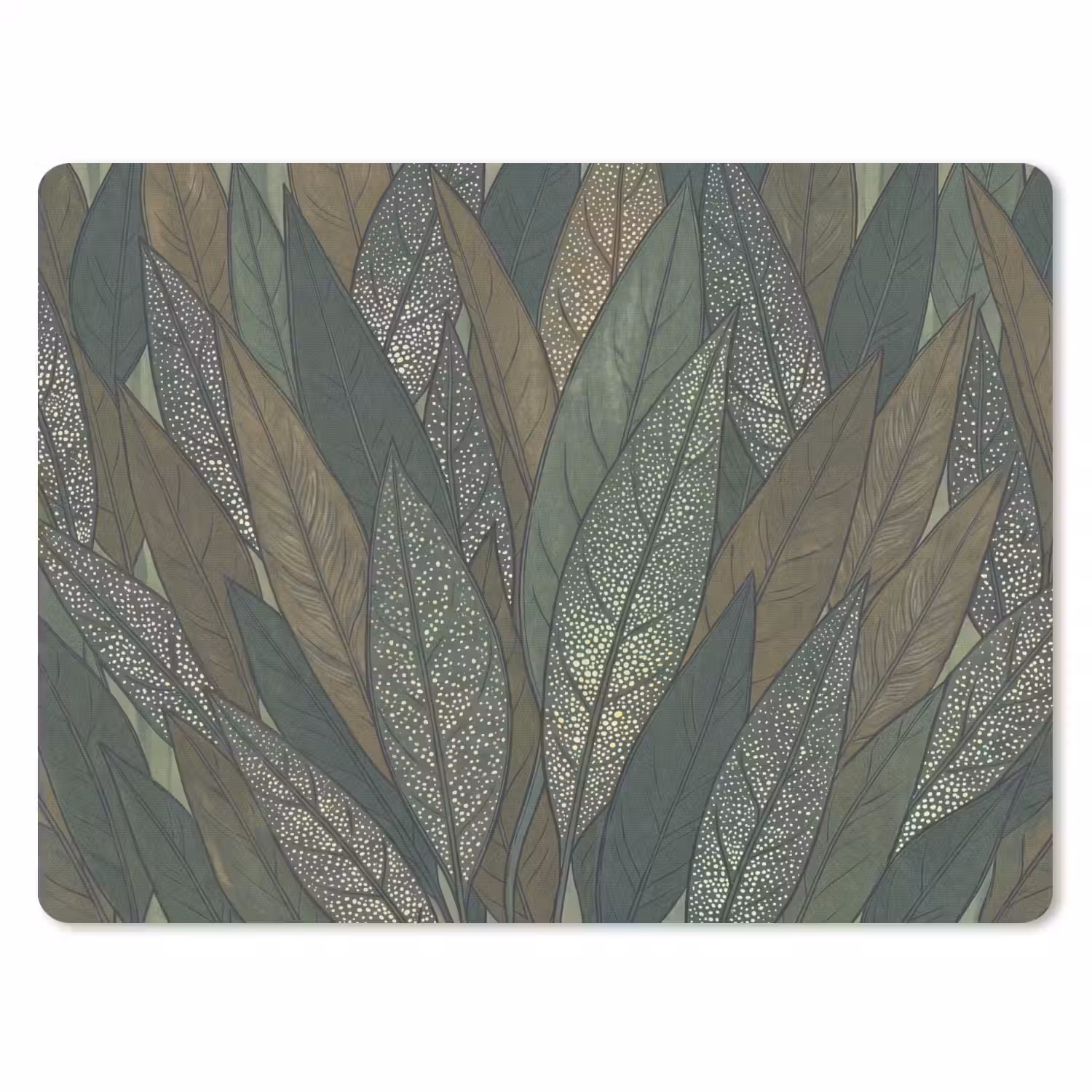 Bladeren - Patroon - Gestippeld - Natuur - Groen muismat rubber klein -3d