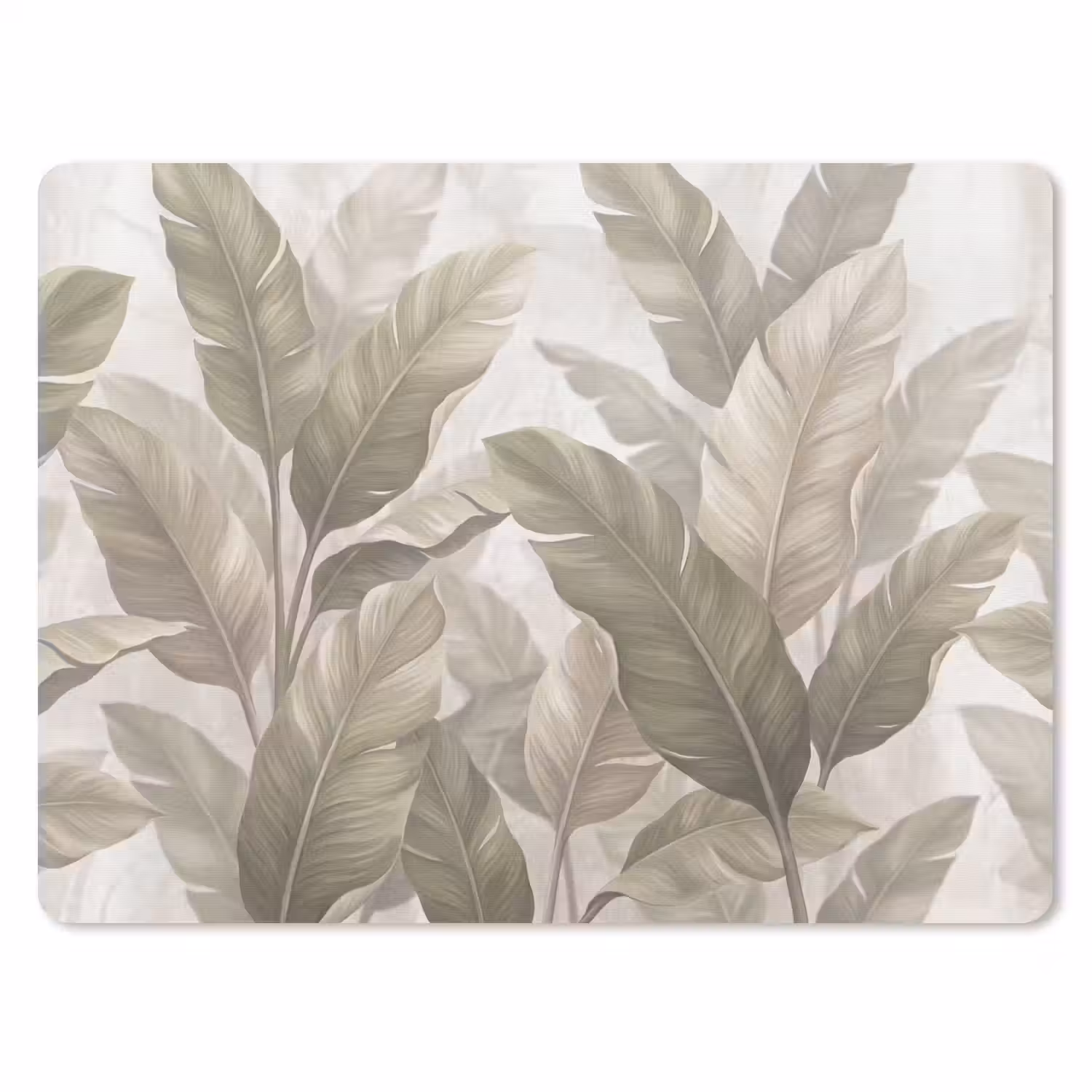 Bladeren - Tropisch - Natuur - Abstract - Beige muismat rubber klein -3d