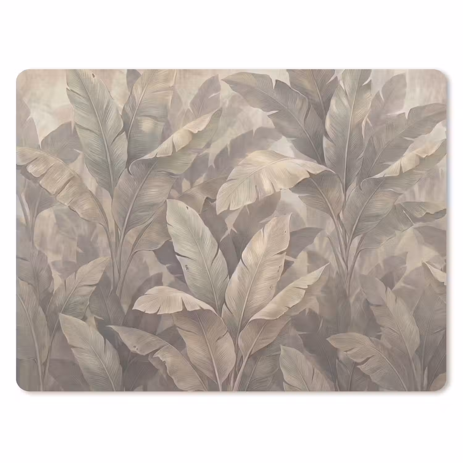 Bladeren - Tropisch - Natuur - Modern - Beige muismat rubber klein -3d