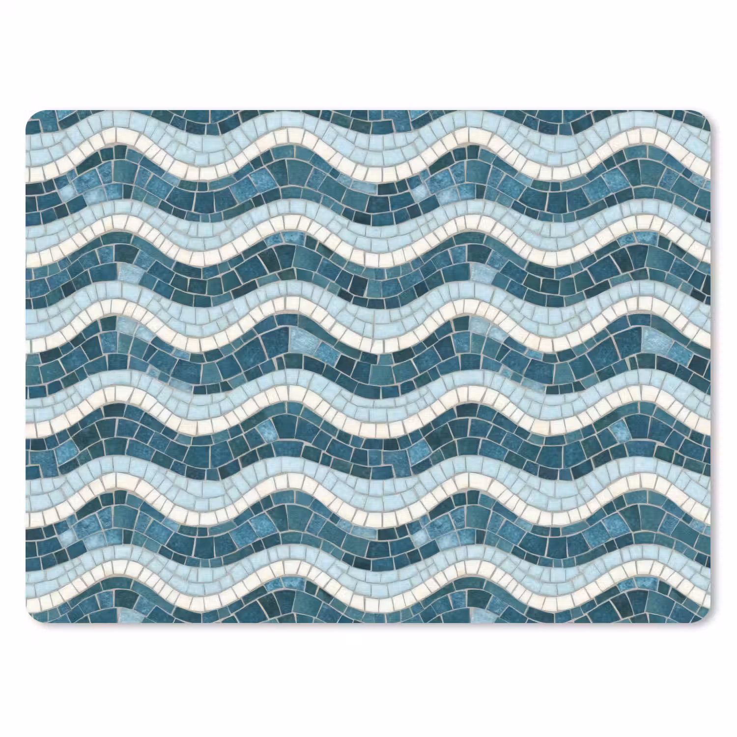 Blauw - Wit - Mozaïek - Golvend muismat rubber klein 262 -3d