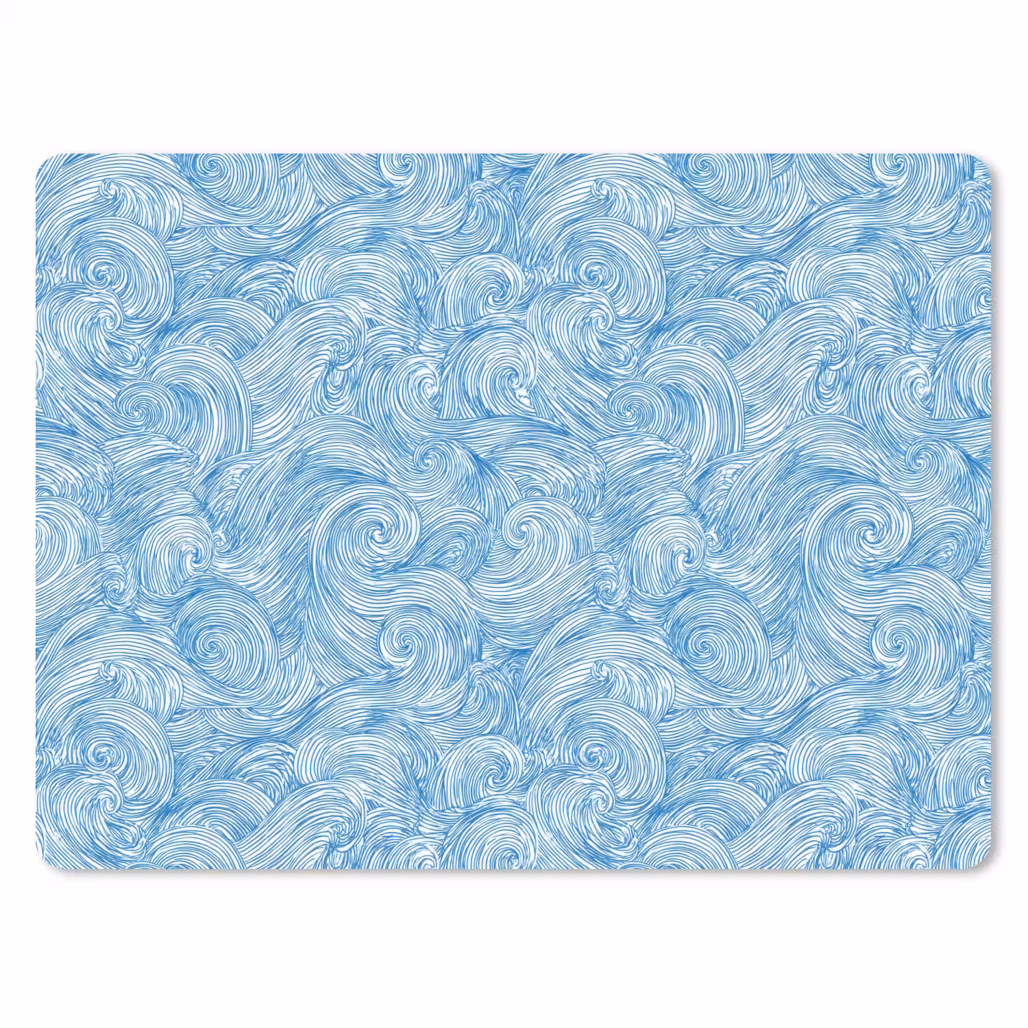 Blauw - Wit - Spiraal - Golven - Lijnen muismat rubber klein 262 -3d