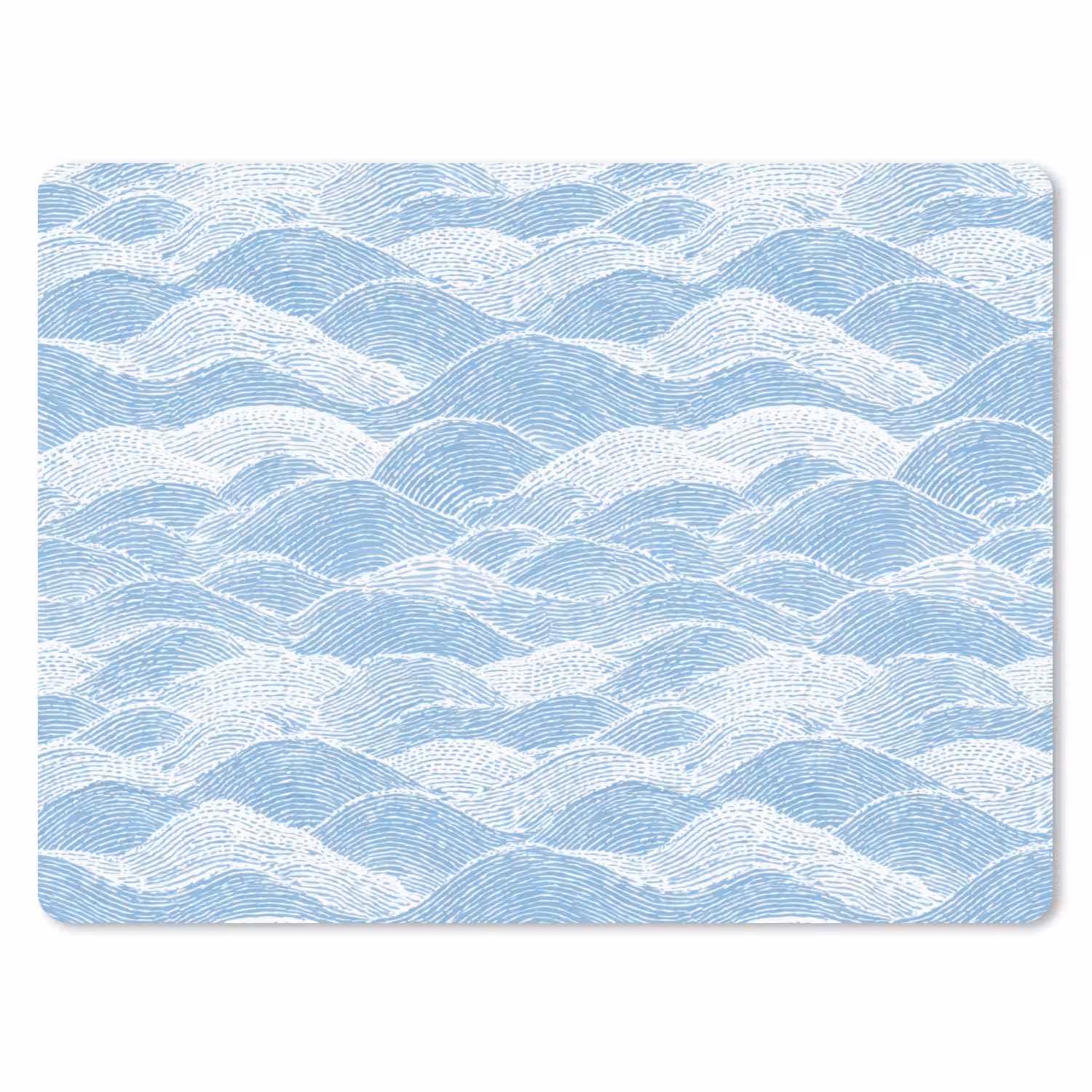 Blauw - Wit - Golven - Getekend muismat rubber klein 262 -3d