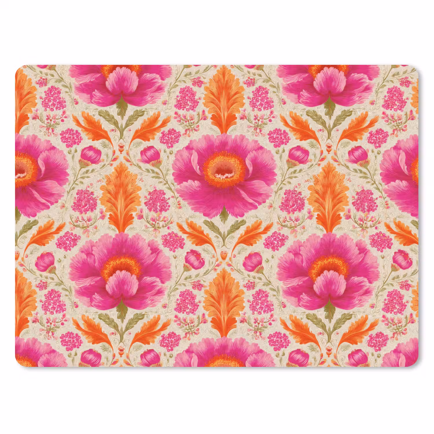Bloemen - Barok - Roze - Oranje muismat rubber klein 262 -3d