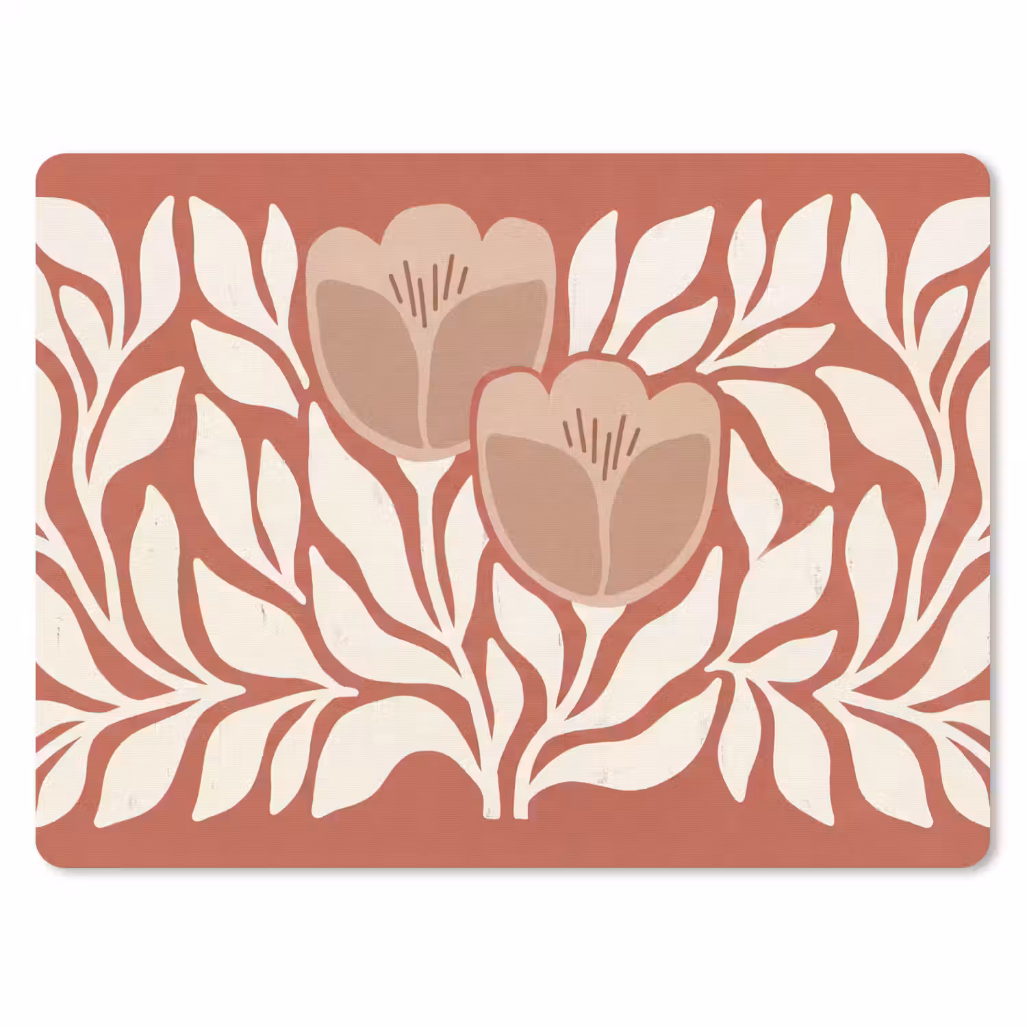 Bloemen - Abstract - Modern - Beige - Natuur muismat rubber klein -3d