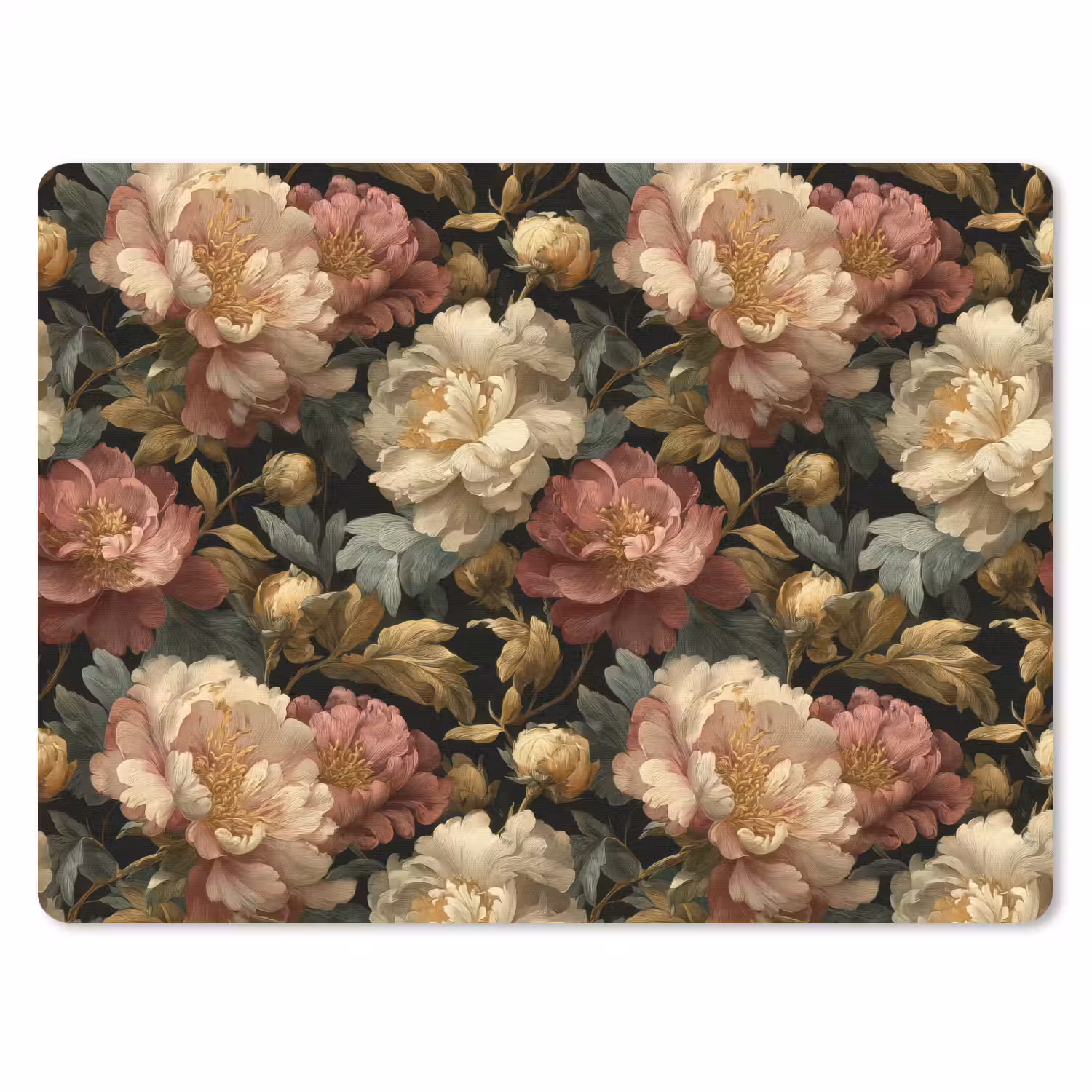Bloemen - Barok - Patroon - Roze - Crème muismat rubber klein 262 -3d