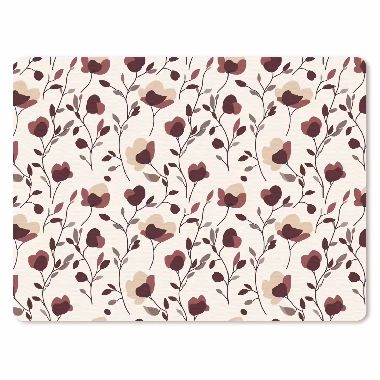 Bloemen - Botanisch - Bordeaux muismat rubber klein 262 -3d