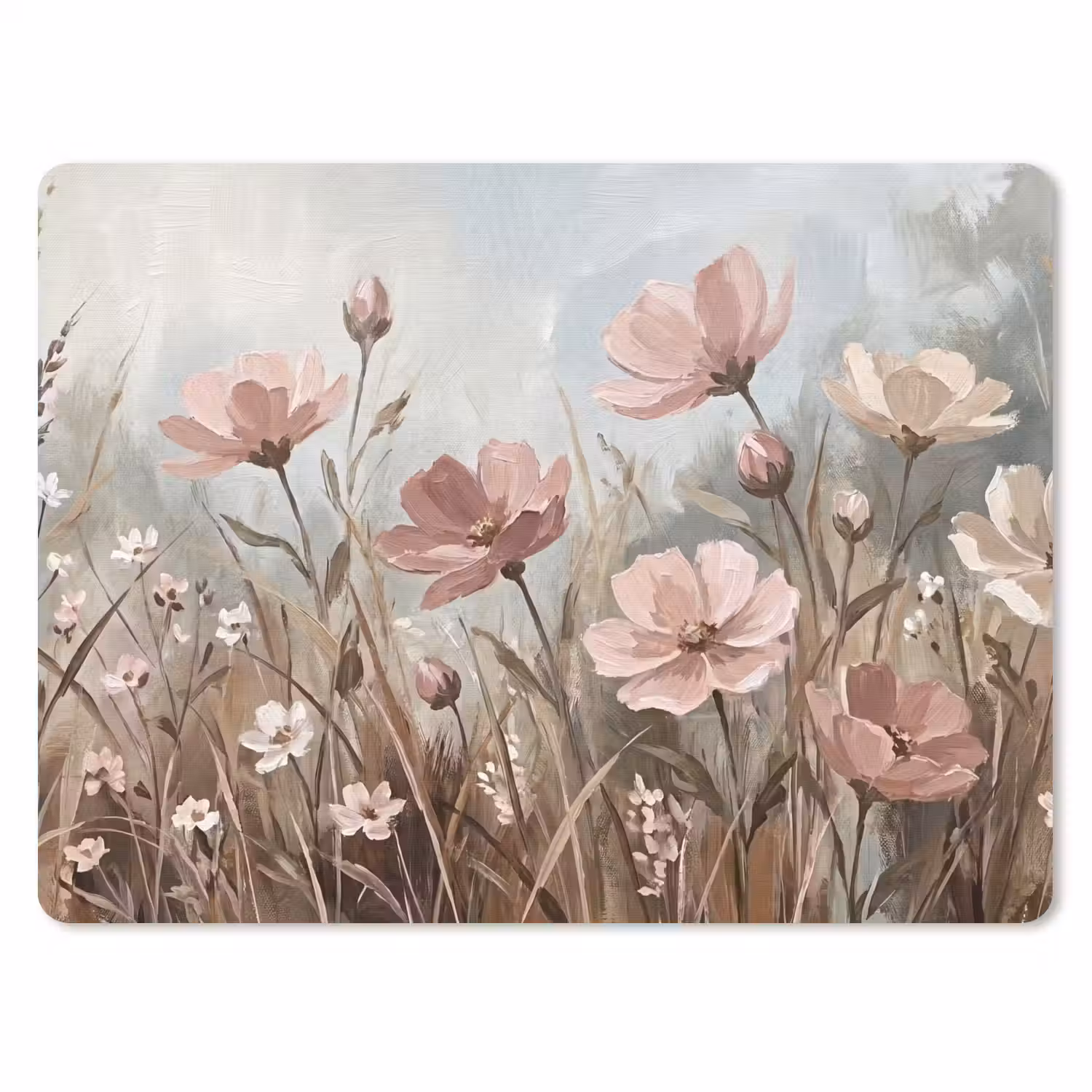 Bloemen - Botanisch - Schilderij - Pastel - Rustiek muismat rubber klein -3d