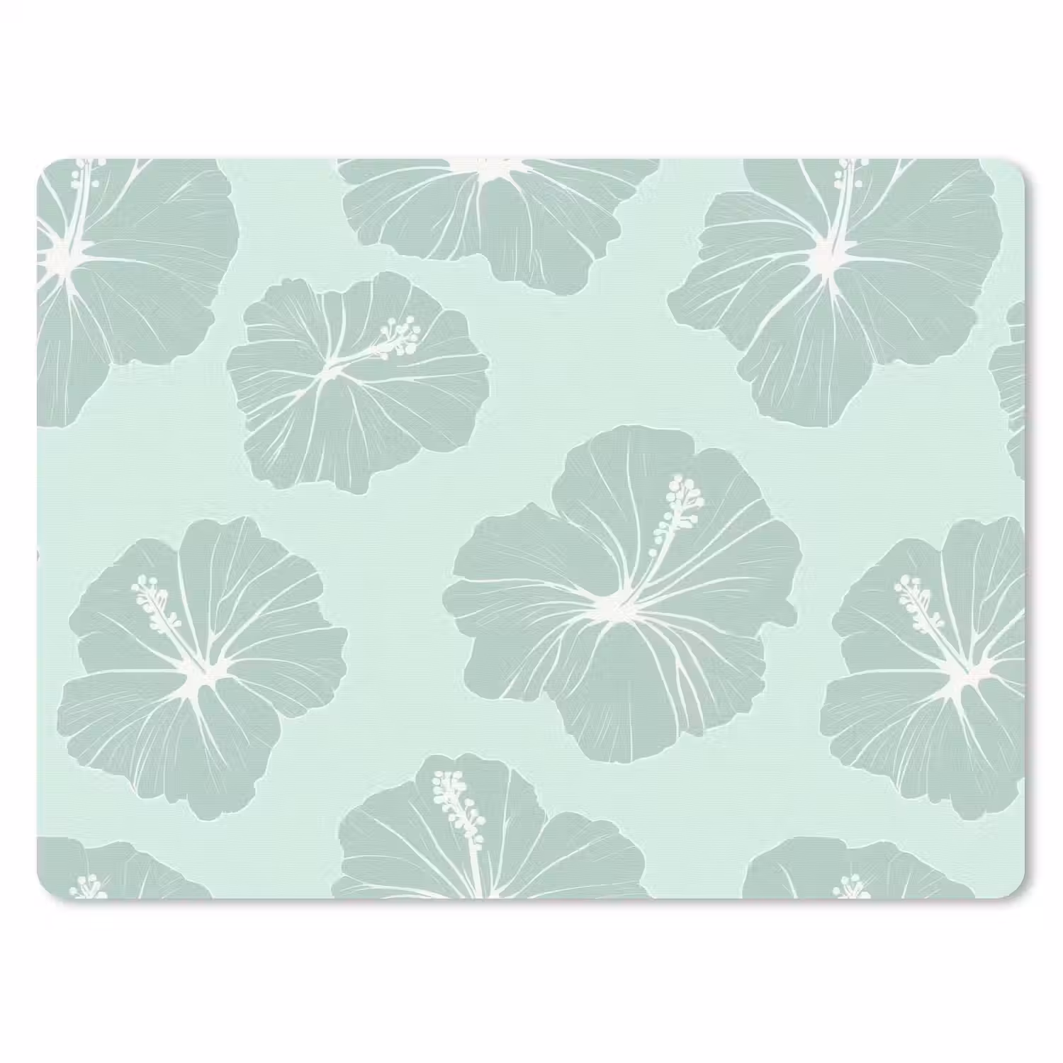 Bloemen - Hibiscus - Mint muismat rubber klein 262 -3d