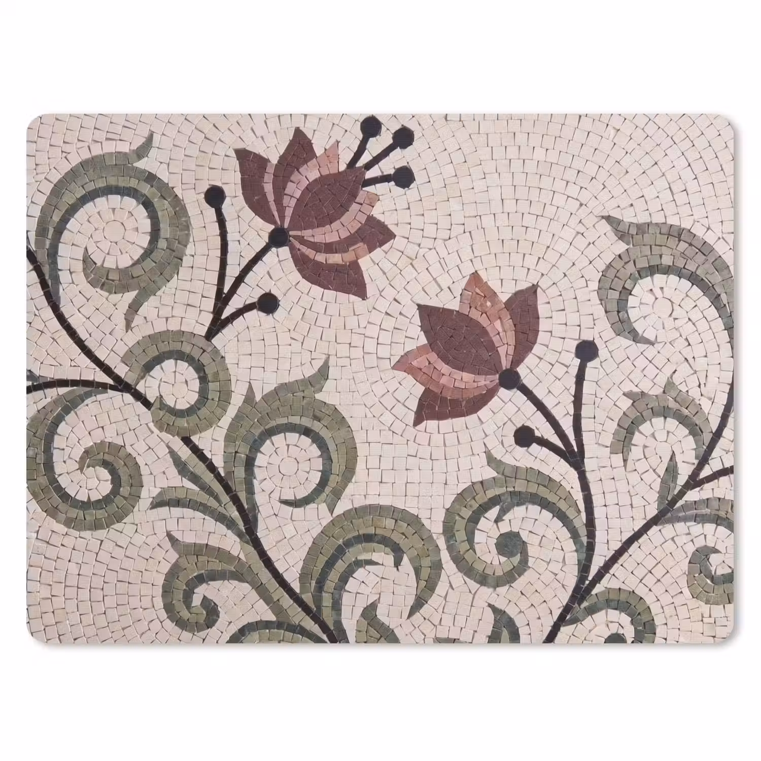 Bloemen - Mozaïek - Patroon - Abstract - Groen muismat rubber klein -3d